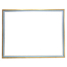 A large contemporary picture art frame with a molded design, featuring a combination of silver, gold, and blue borders.