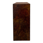 A vintage pedestal in the manner of Paul Evans with a laminate finish and oxidized metal appearance, showing signs of wear.