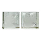 Mid Century Pair of Etched Glass Block Bookends