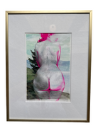 Ondrea Vicklund en plein air gouache painting with white matting in a gold frame.
