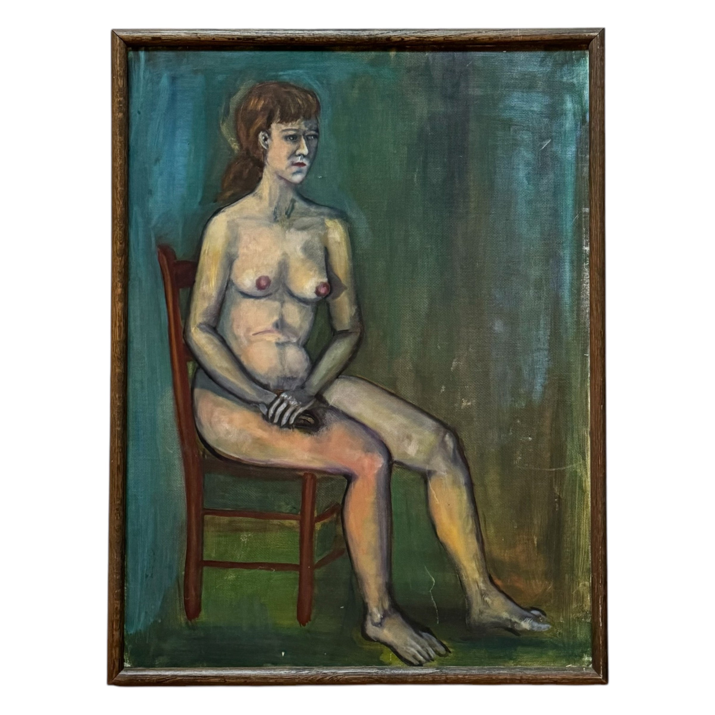 woman
Watercolor on board.
Watercolor
wall art austin
Painting
nudes
nude woman painting austin
nude woman
nude figure seated on a chair
nude figure painting
modern figurative art
modern art
in the buff
female nude in chair
female
expressionism
earth tones
art under 1000
Art
"Eula Taylor" written on verso
"Eula Taylor"