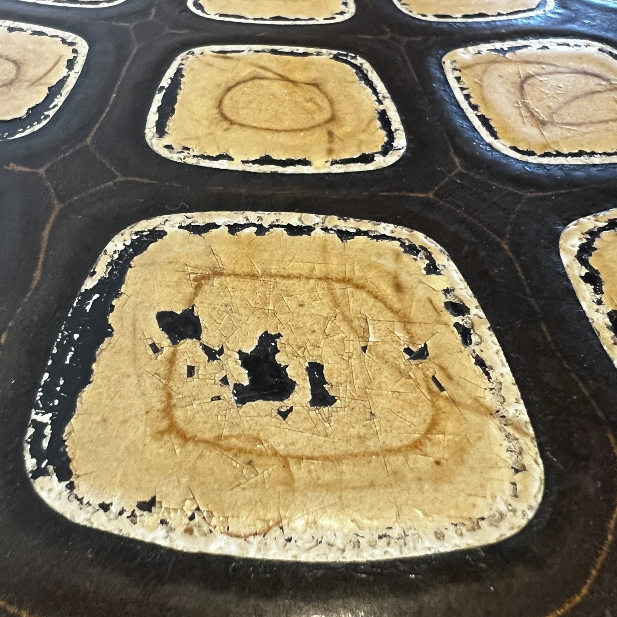 Vintage
UK
tortoise
tea table
Table
Side table
Occasional table
mandala
Entry table
Coffee table
Chrome
1970s
leather-like tortoise shell design
mandala design
geometric
geometric design
patterned table top
groovy
chrome table
chrome table austin