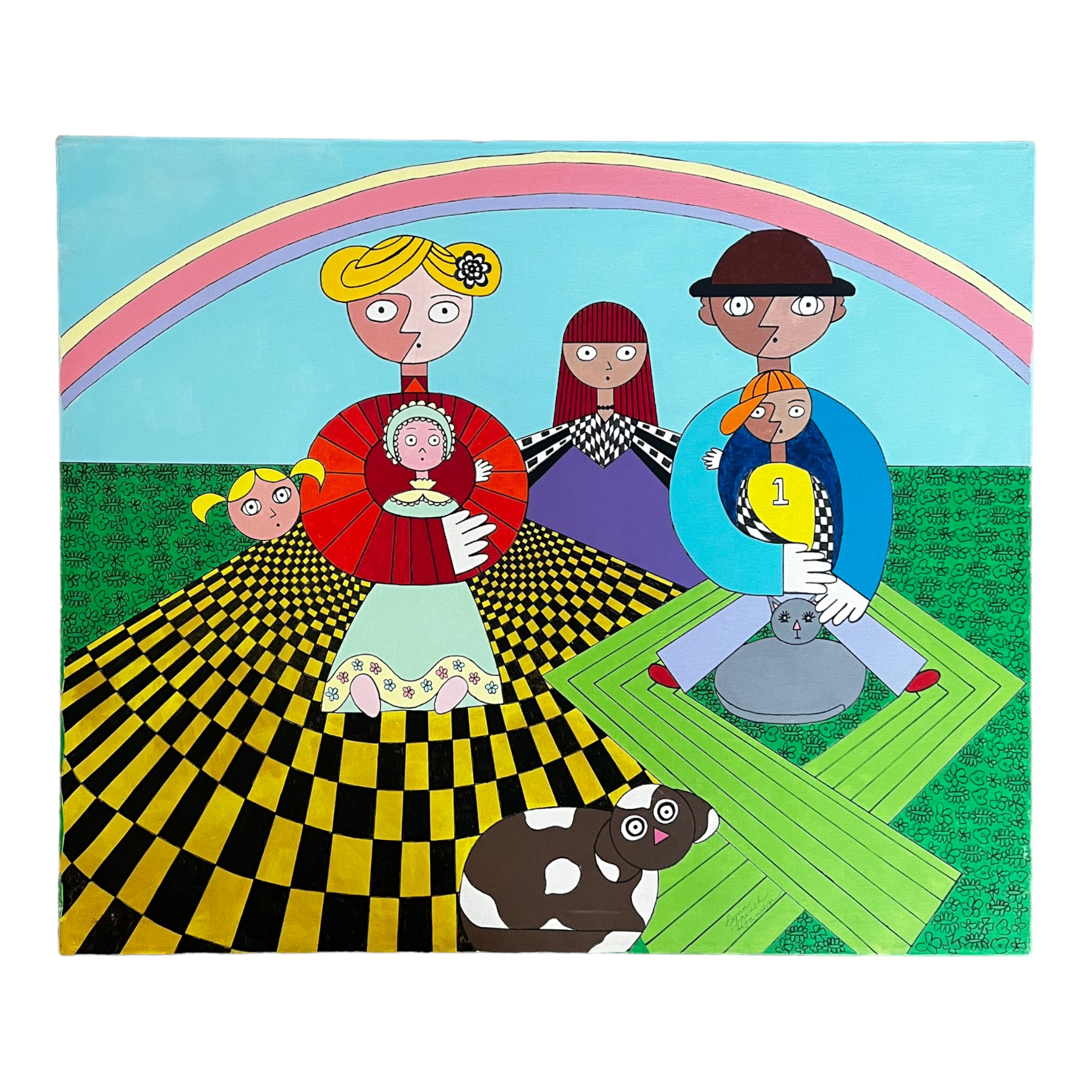 “The Picnic” by Lynn French Hansen
wall art
vibrant
psychedelic
painting
mid century
Lynn French Hansen
home
geometric
colorful
color
art
80s
70s
rainbow
art under 1000