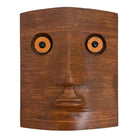 Artisan wood wall sculpture with human face