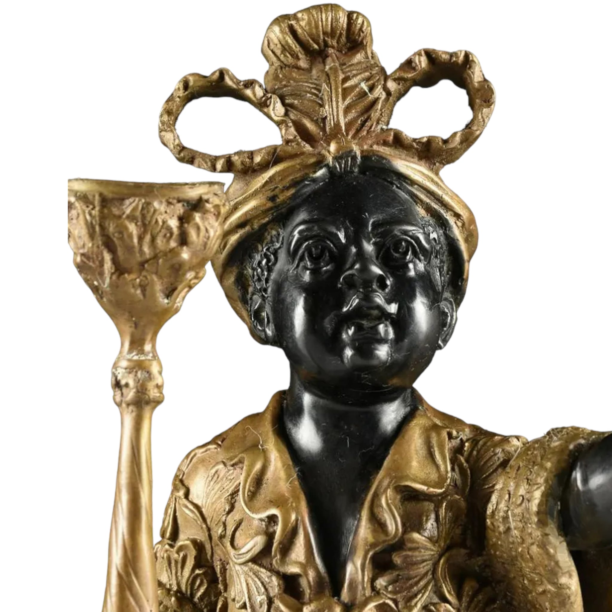 Table Top
sculptural
roccoco
moorish
Home
Gold
Gilt
ebonized
candleholder
candelabra
Bronze
19th century
arabic
statue
figurine
home decor