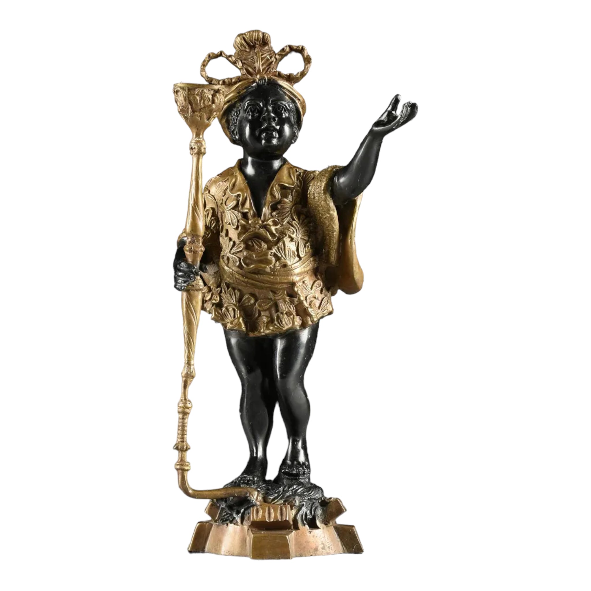 Table Top
sculptural
roccoco
moorish
Home
Gold
Gilt
ebonized
candleholder
candelabra
Bronze
19th century
arabic
statue
figurine
home decor