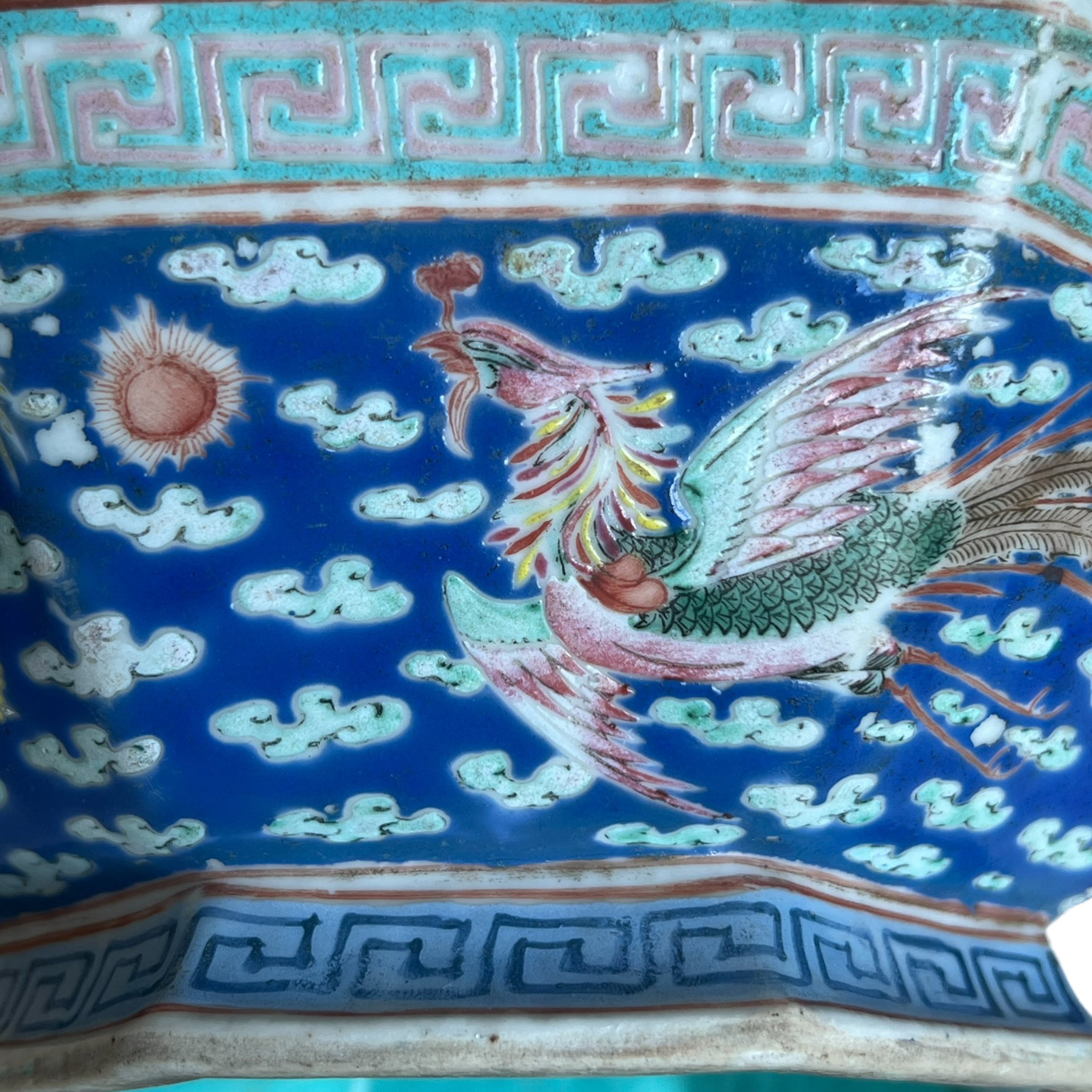 Turquoise
Table Top
porcelain
Metal
Home
Antique
geometric design
geometric
Emperor Tongzhi
dragons
Decor
Colorful
Cloisonné
Chinese
China
Ceramic
bowl
Blue
19th century
phoenix