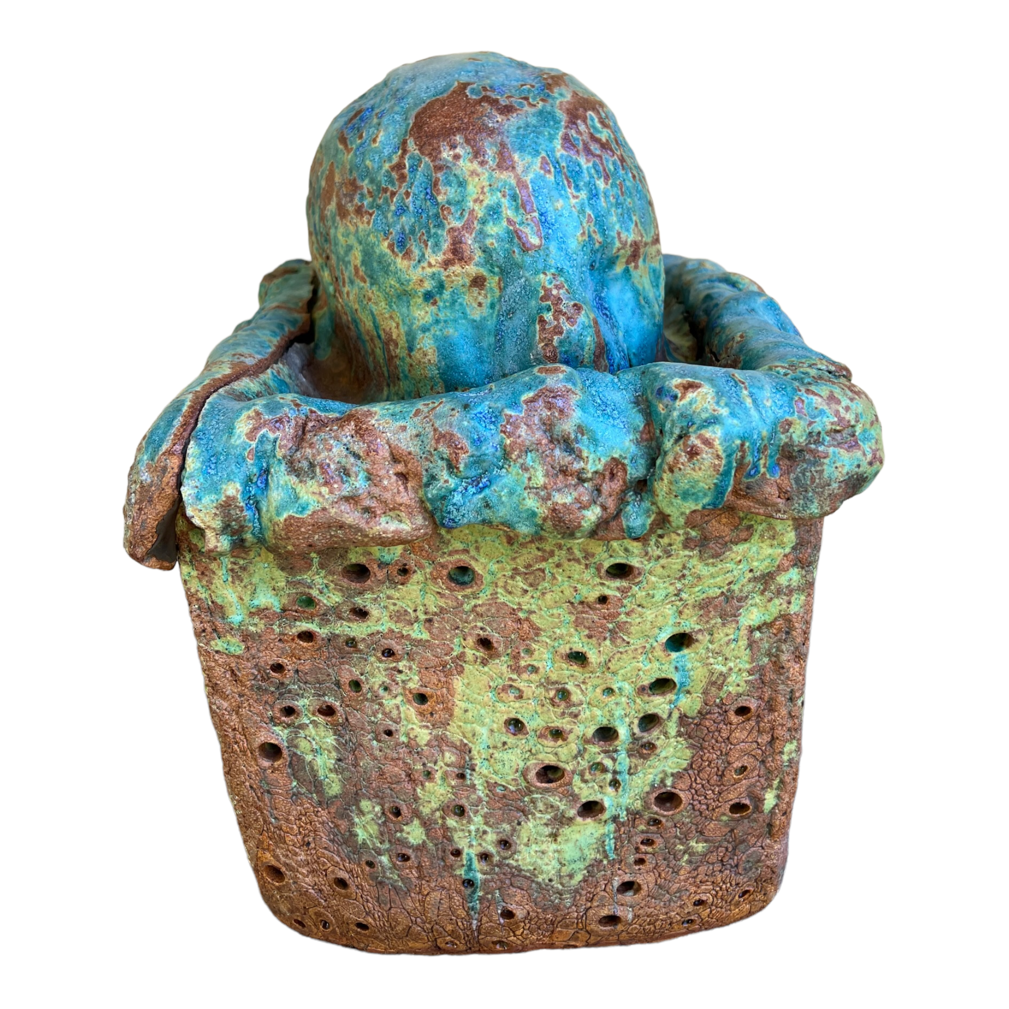 Table Top
Spooky
Sculpture
sculptural
Rick Van Dyke
Pottery
Home
entertaining
Colorful
Ceramic
blue and green
head
Art
Texas artist
original art
