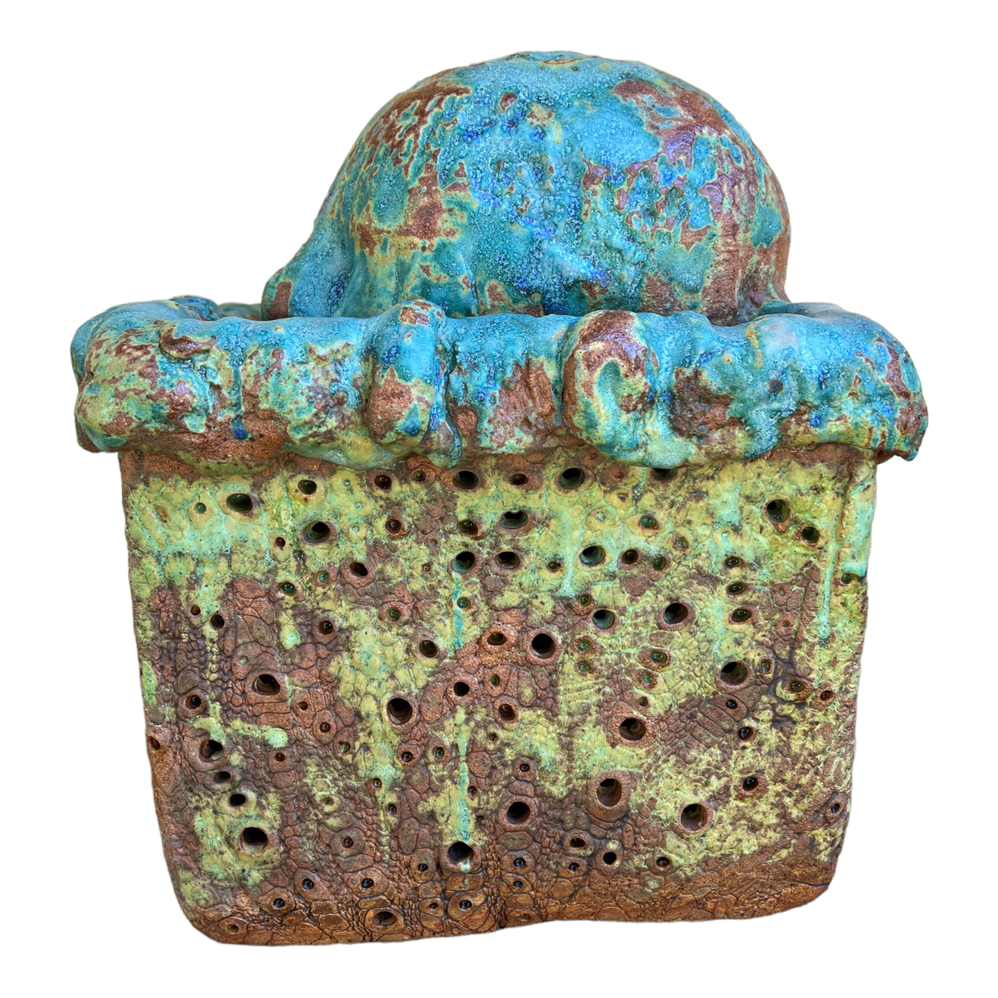 Table Top
Spooky
Sculpture
sculptural
Rick Van Dyke
Pottery
Home
entertaining
Colorful
Ceramic
blue and green
head
Art
Texas artist
original art