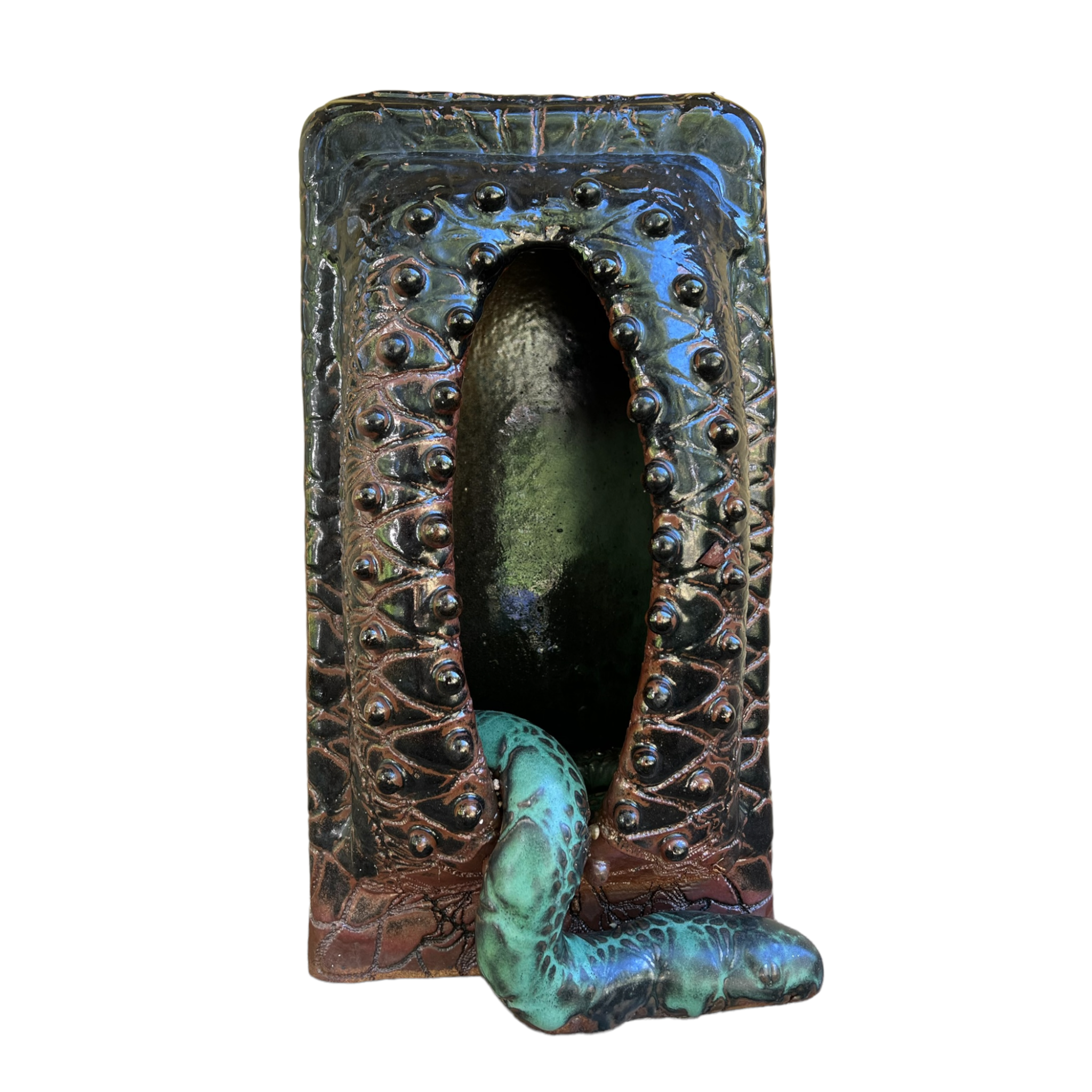 "Serpentine” sculpture by Rick Van Dyke, abstract modern artwork with flowing organic form. Excellent condition.