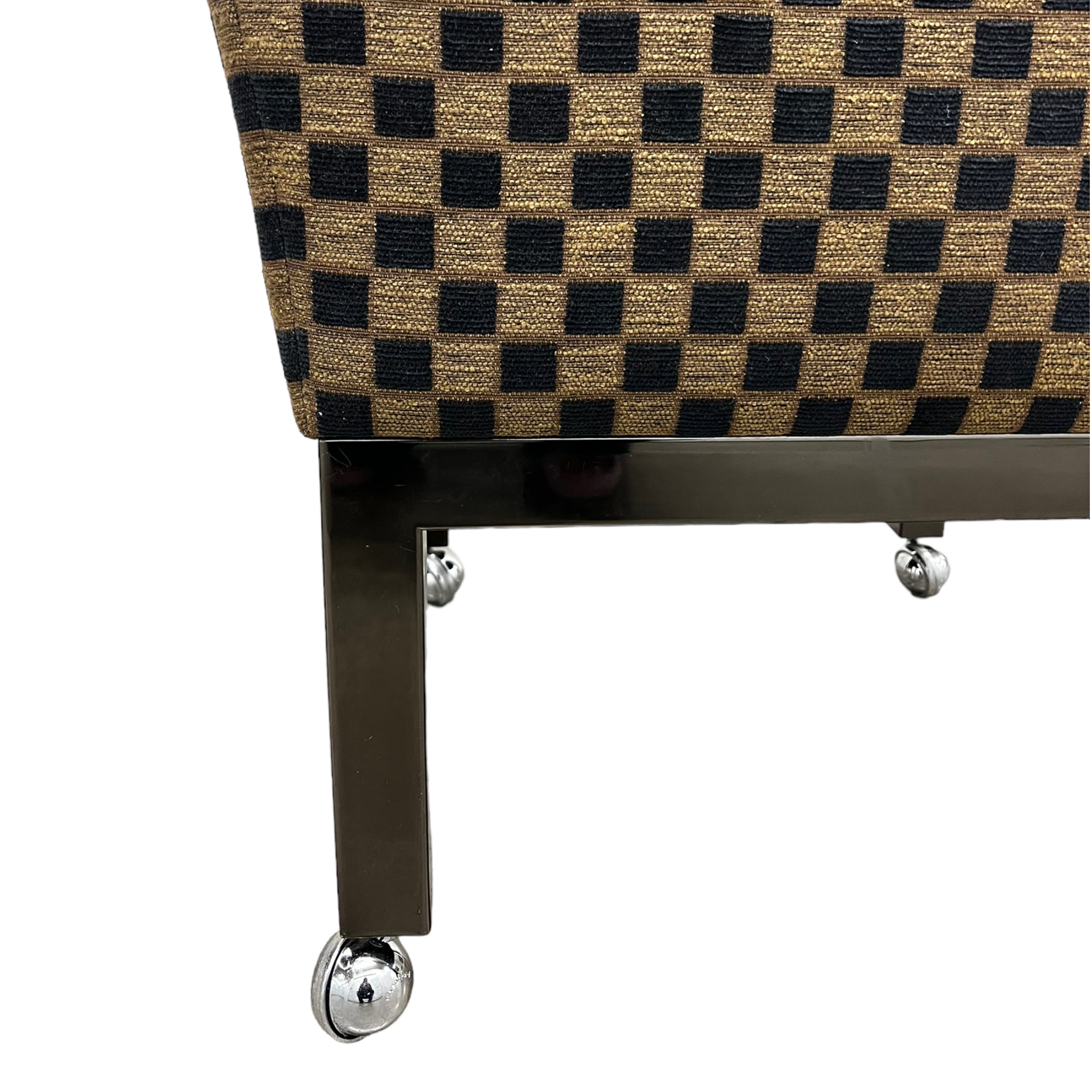 slipper chair
sleigh back
rolling chair
large chair
geometric
Dining chair
checkered
checker
chairs
Chair
arm chairs
accent chair
1980s
upholstered
Set
Chrome