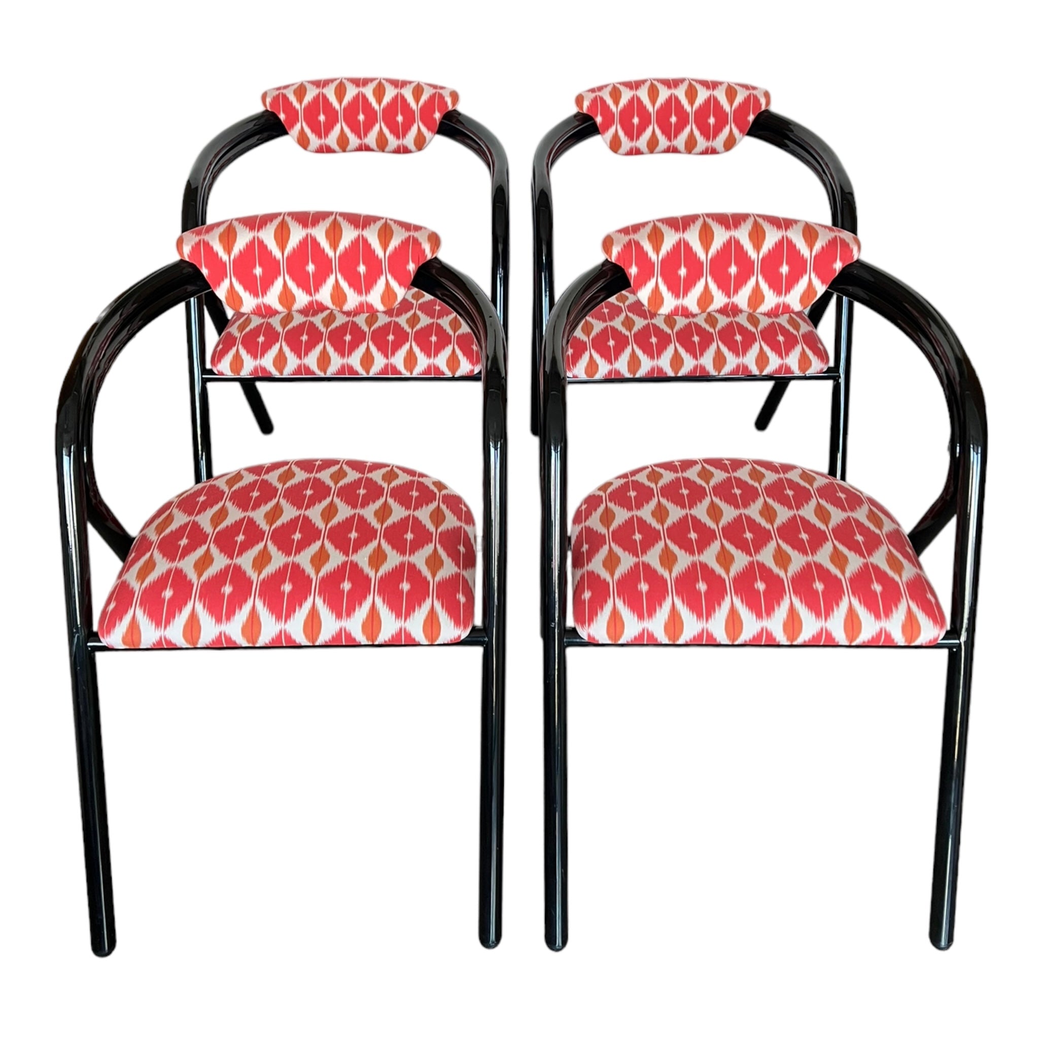 Vintage
tube
Set
Schumacher fabric
Postmodern
post modern
pink
lacquer
kitchen chair
Dining chair
chairs
Chair
Black
1980s