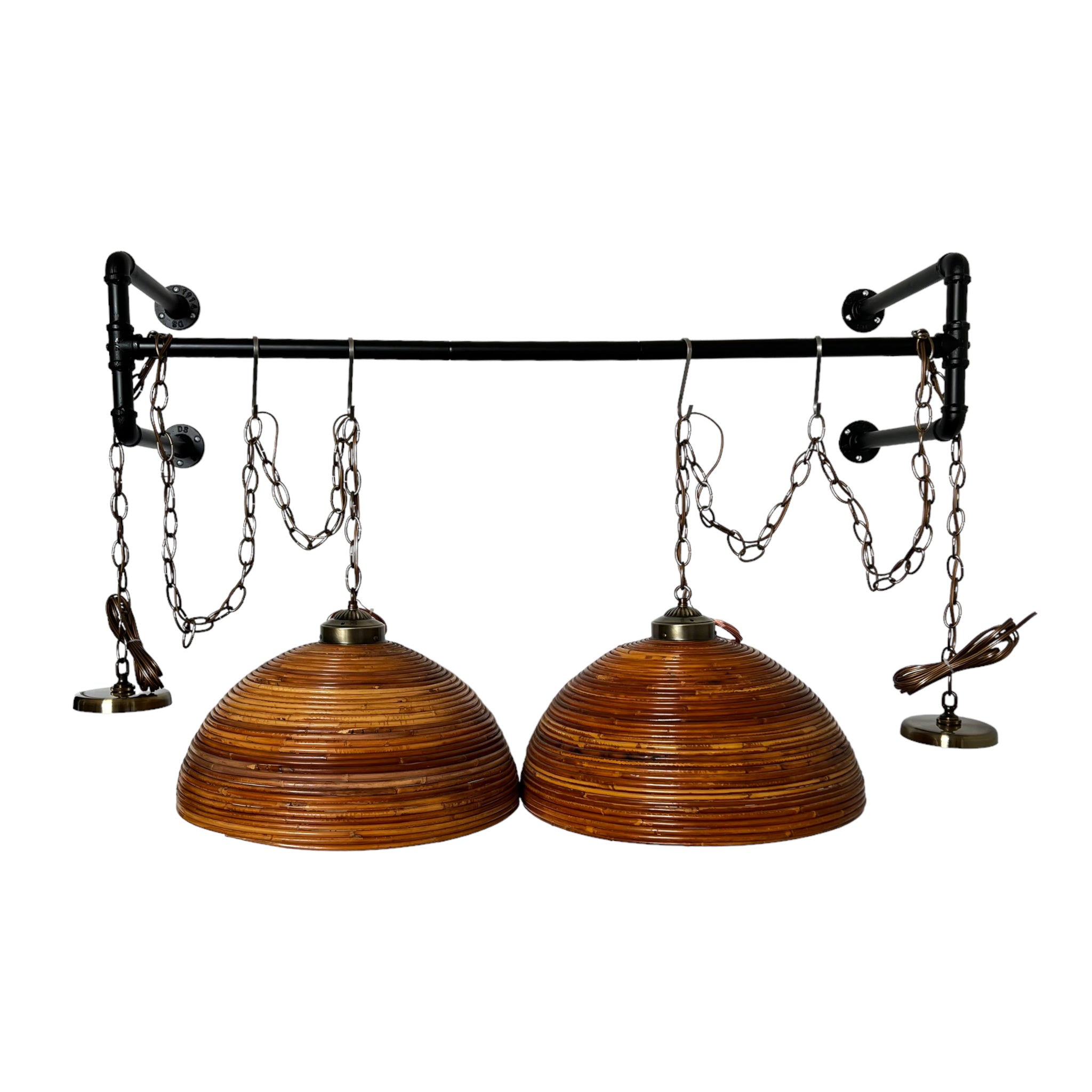 Vintage
Tropical
reed
rattan
patina
Overhead lighting
living room
Lighting
Lamp
italian
Home
dining room
chandelier
Brass
1960s
restored
textural
hanging lamp