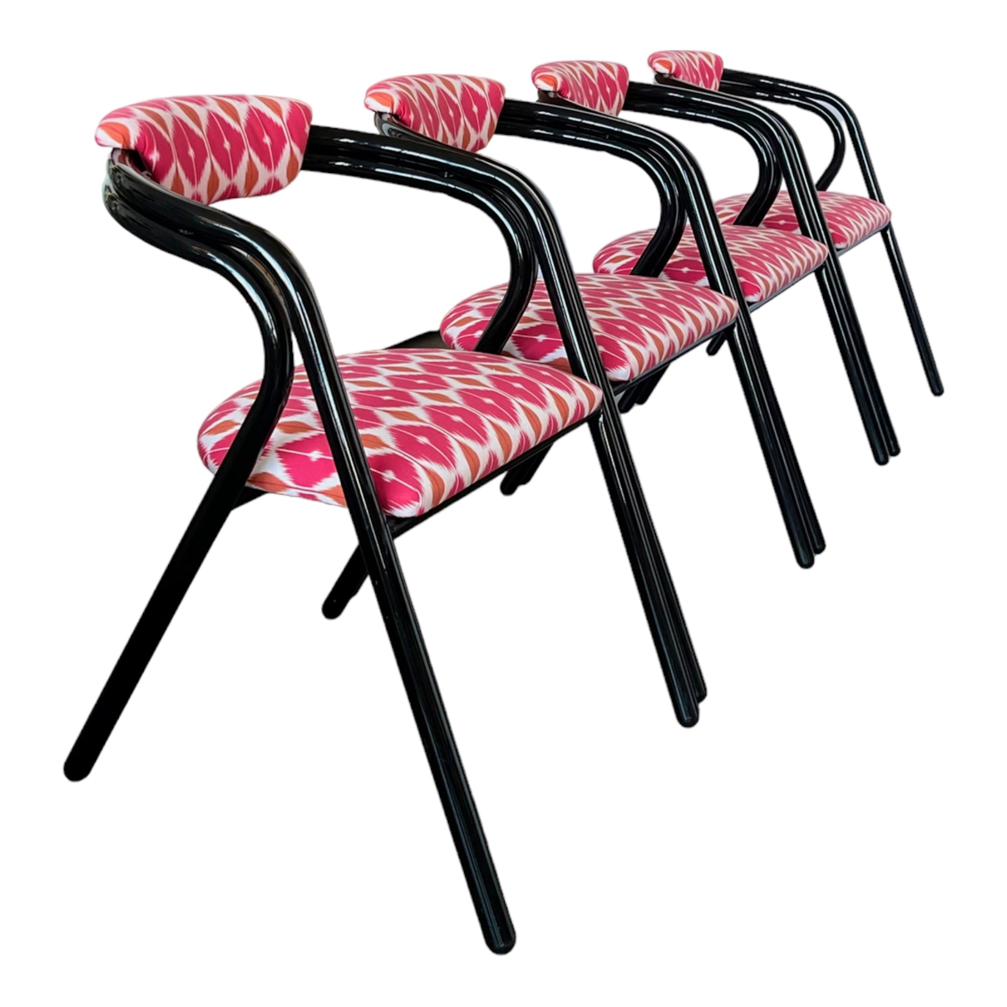 Vintage
tube
Set
Schumacher fabric
Postmodern
post modern
pink
lacquer
kitchen chair
Dining chair
chairs
Chair
Black
1980s
