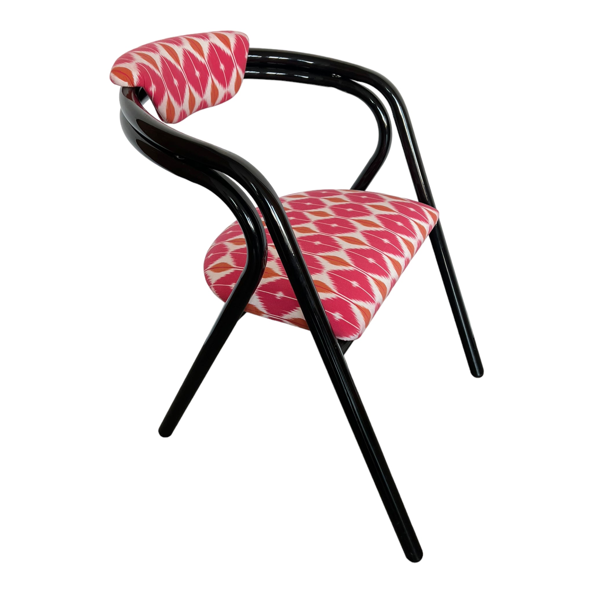 Vintage
tube
Set
Schumacher fabric
Postmodern
post modern
pink
lacquer
kitchen chair
Dining chair
chairs
Chair
Black
1980s