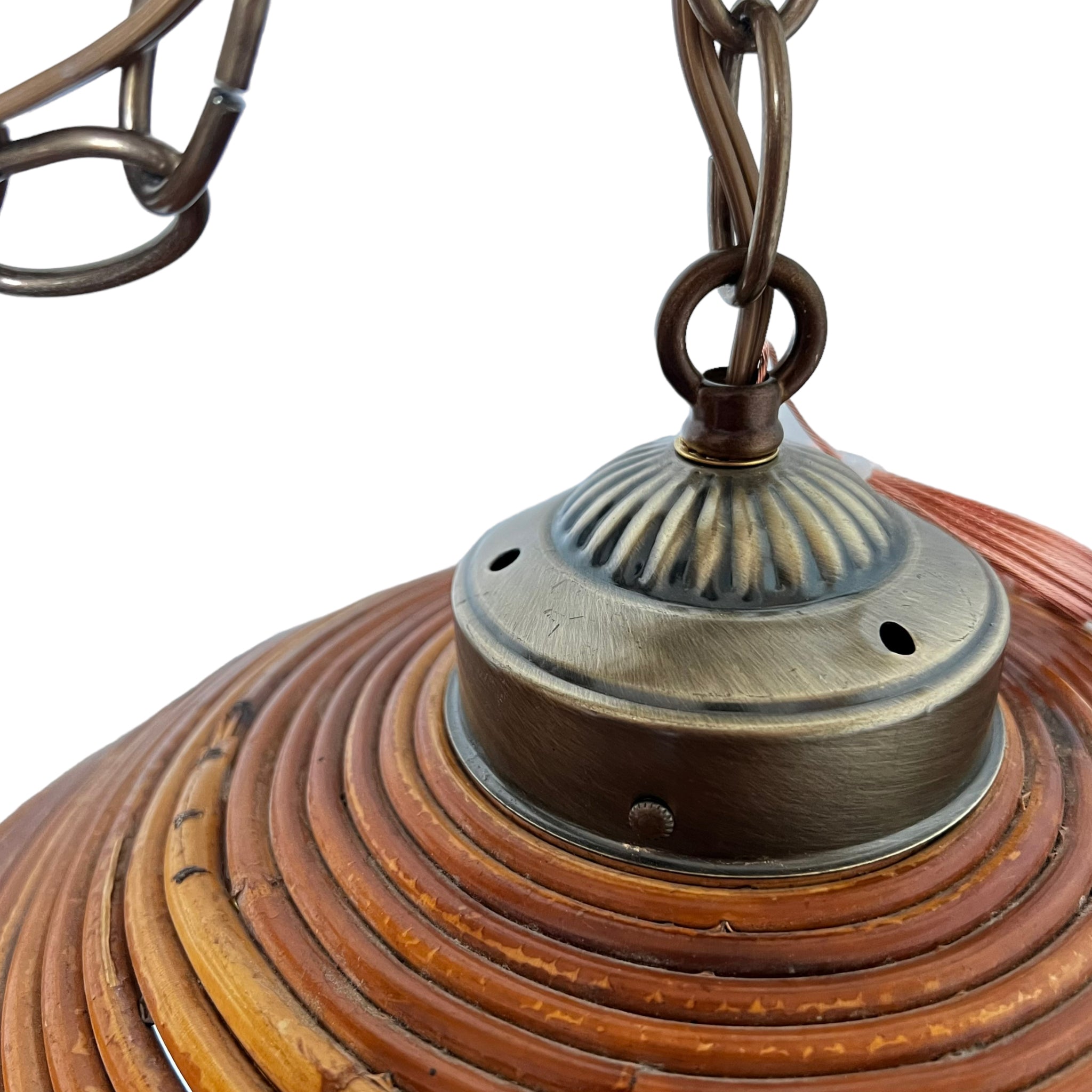 Vintage
Tropical
reed
rattan
patina
Overhead lighting
living room
Lighting
Lamp
italian
Home
dining room
chandelier
Brass
1960s
restored
textural
hanging lamp