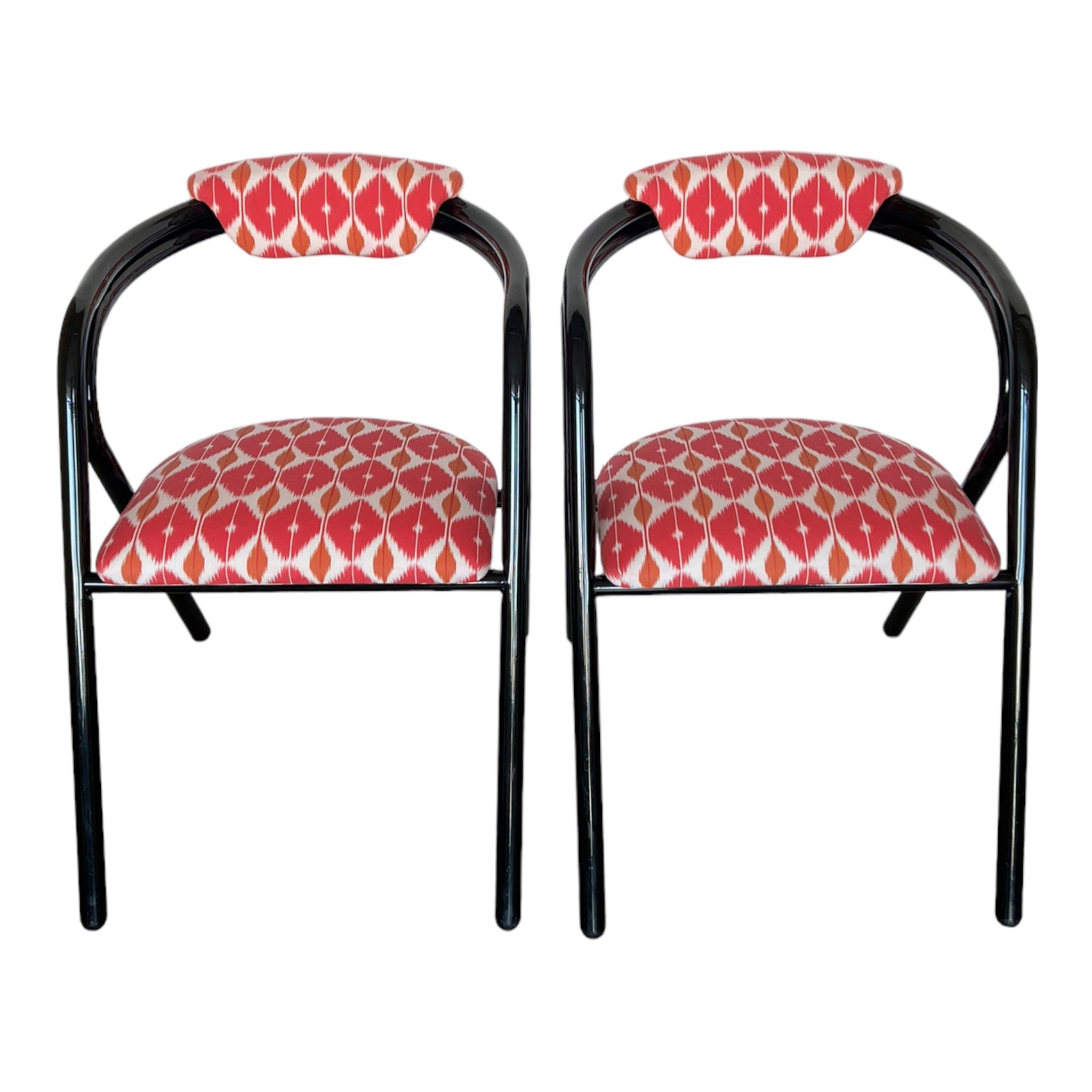 Vintage
tube
Set
Schumacher fabric
Postmodern
post modern
pink
lacquer
kitchen chair
Dining chair
chairs
Chair
Black
1980s