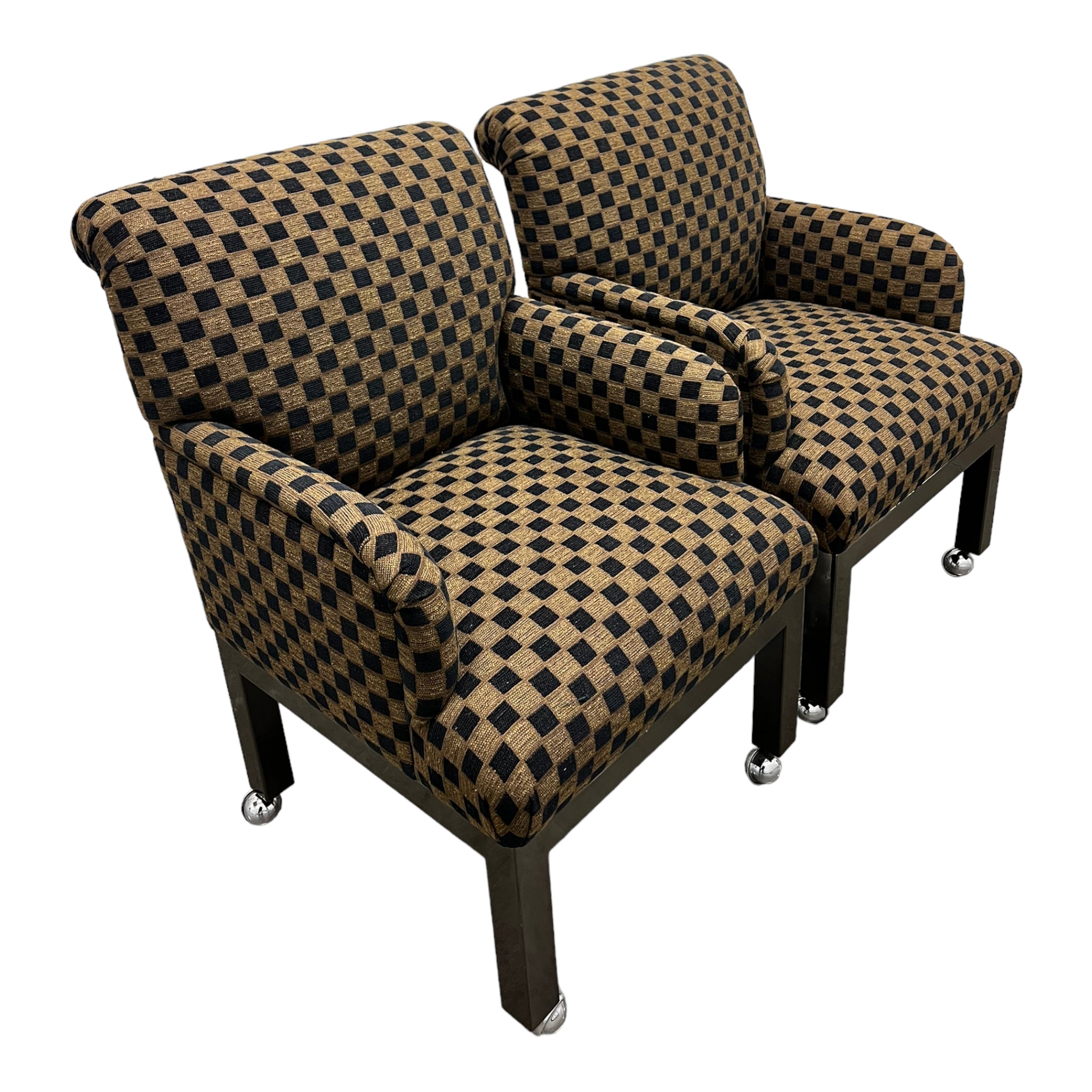 slipper chair
sleigh back
rolling chair
large chair
geometric
Dining chair
checkered
checker
chairs
Chair
arm chairs
accent chair
1980s
upholstered
Set
Chrome