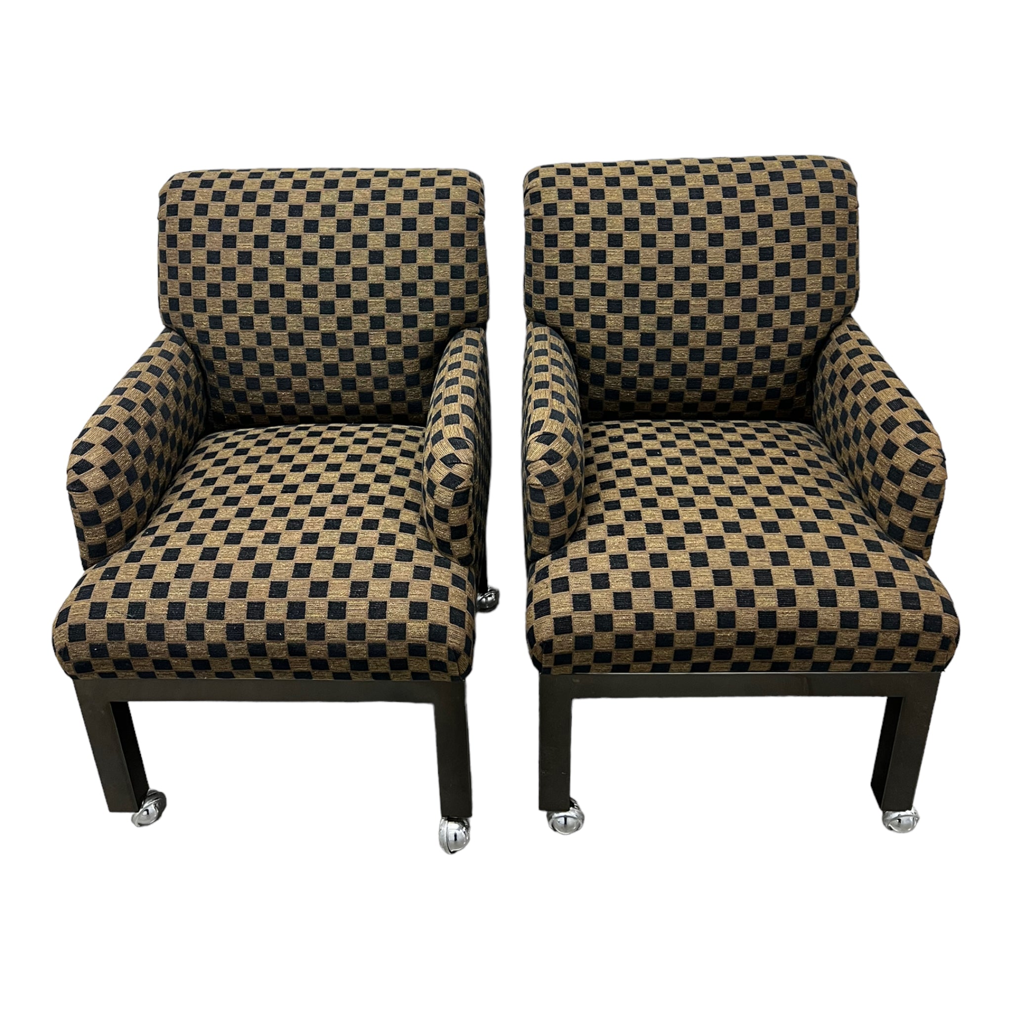 slipper chair
sleigh back
rolling chair
large chair
geometric
Dining chair
checkered
checker
chairs
Chair
arm chairs
accent chair
1980s
upholstered
Set
Chrome