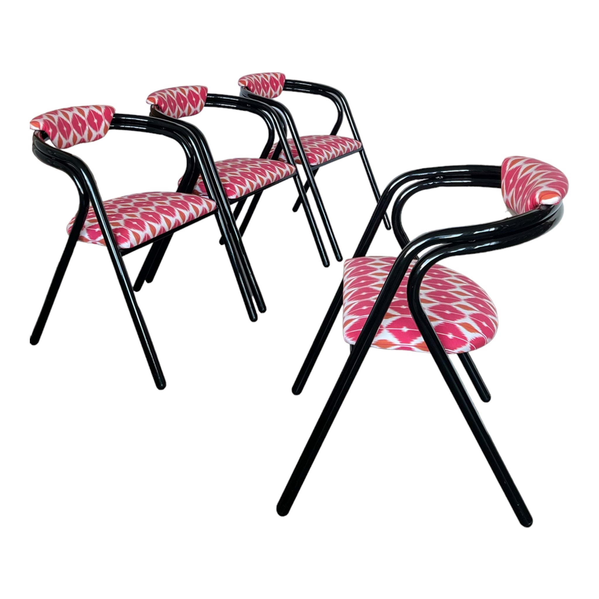 Vintage
tube
Set
Schumacher fabric
Postmodern
post modern
pink
lacquer
kitchen chair
Dining chair
chairs
Chair
Black
1980s