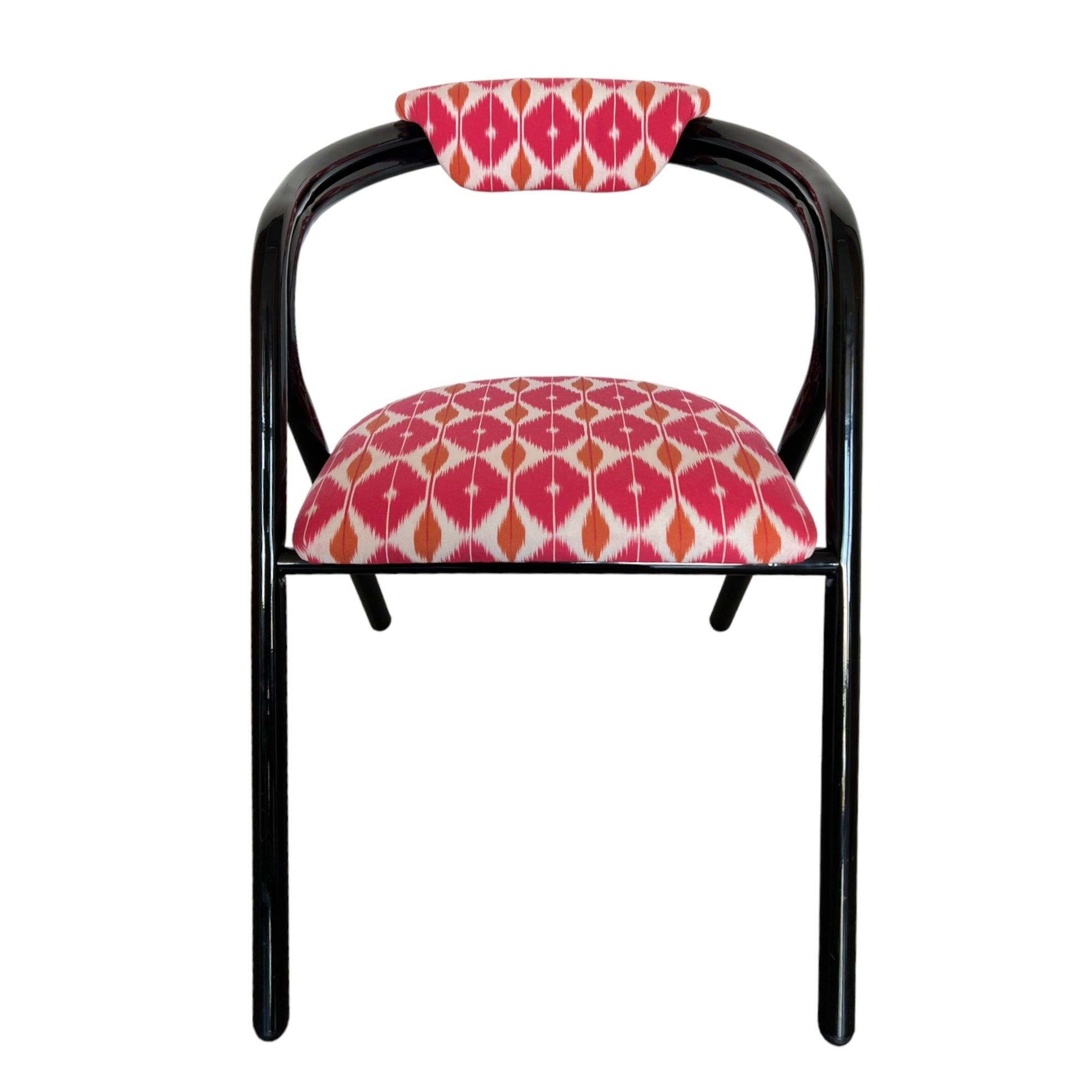 Vintage
tube
Set
Schumacher fabric
Postmodern
post modern
pink
lacquer
kitchen chair
Dining chair
chairs
Chair
Black
1980s