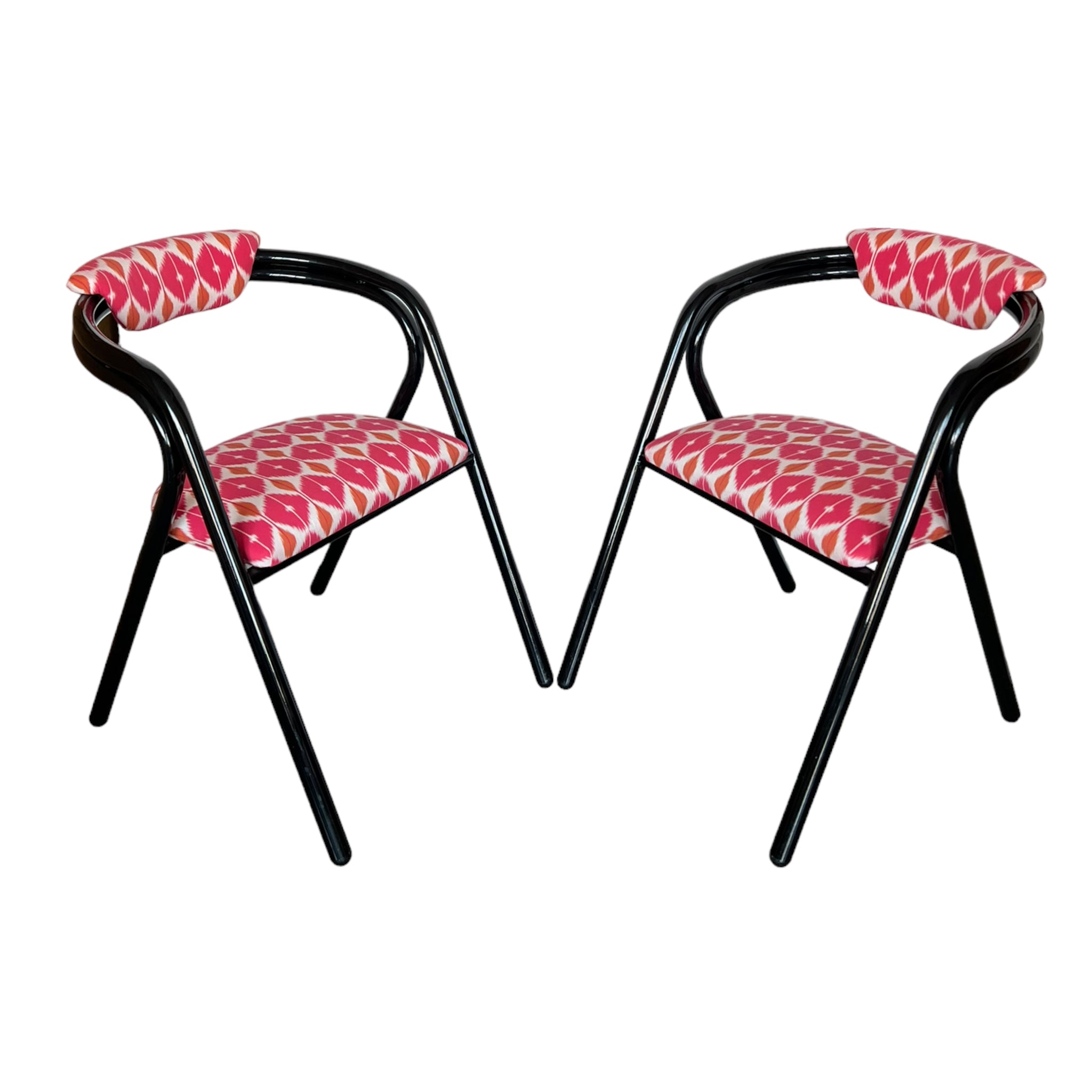 Vintage
tube
Set
Schumacher fabric
Postmodern
post modern
pink
lacquer
kitchen chair
Dining chair
chairs
Chair
Black
1980s