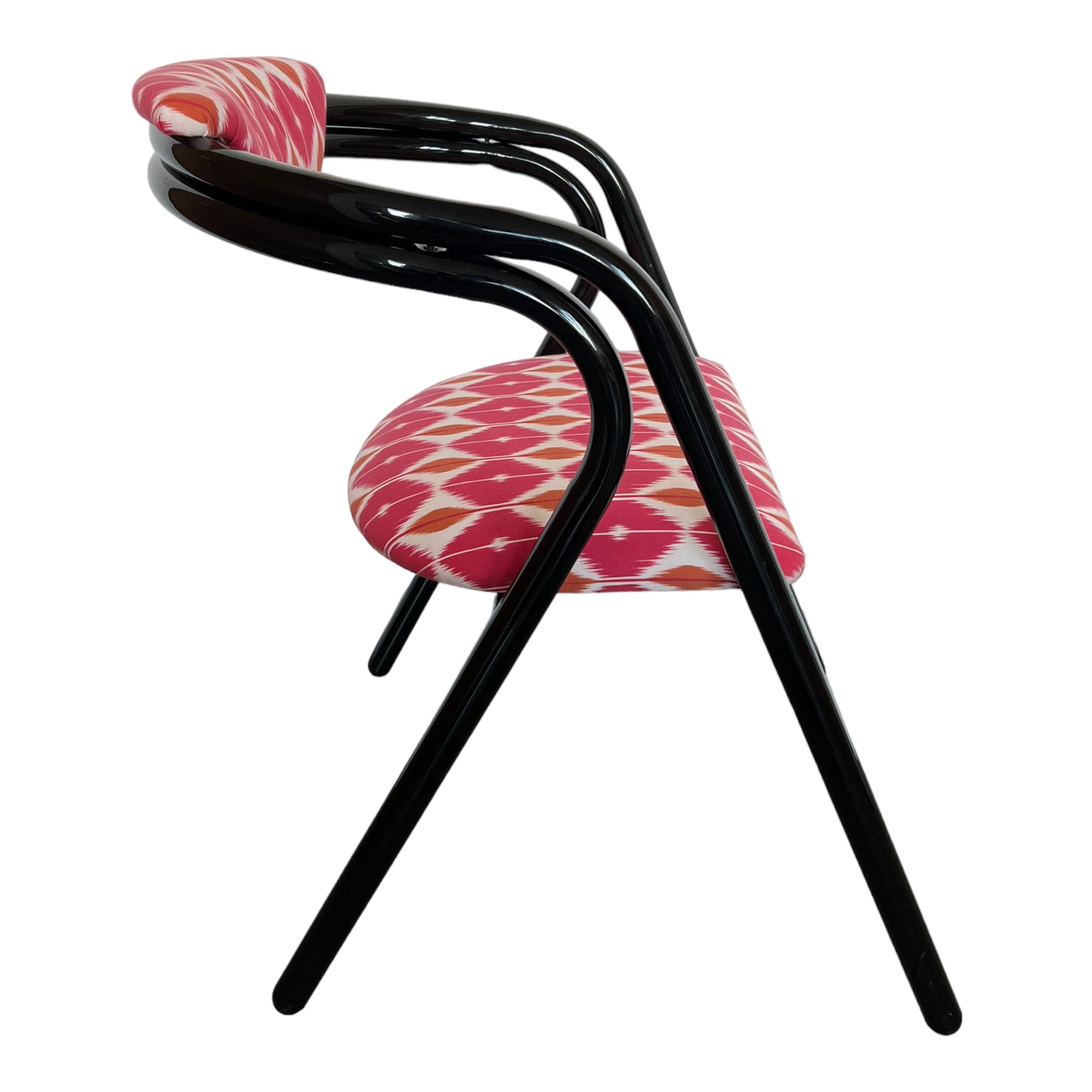 Vintage
tube
Set
Schumacher fabric
Postmodern
post modern
pink
lacquer
kitchen chair
Dining chair
chairs
Chair
Black
1980s