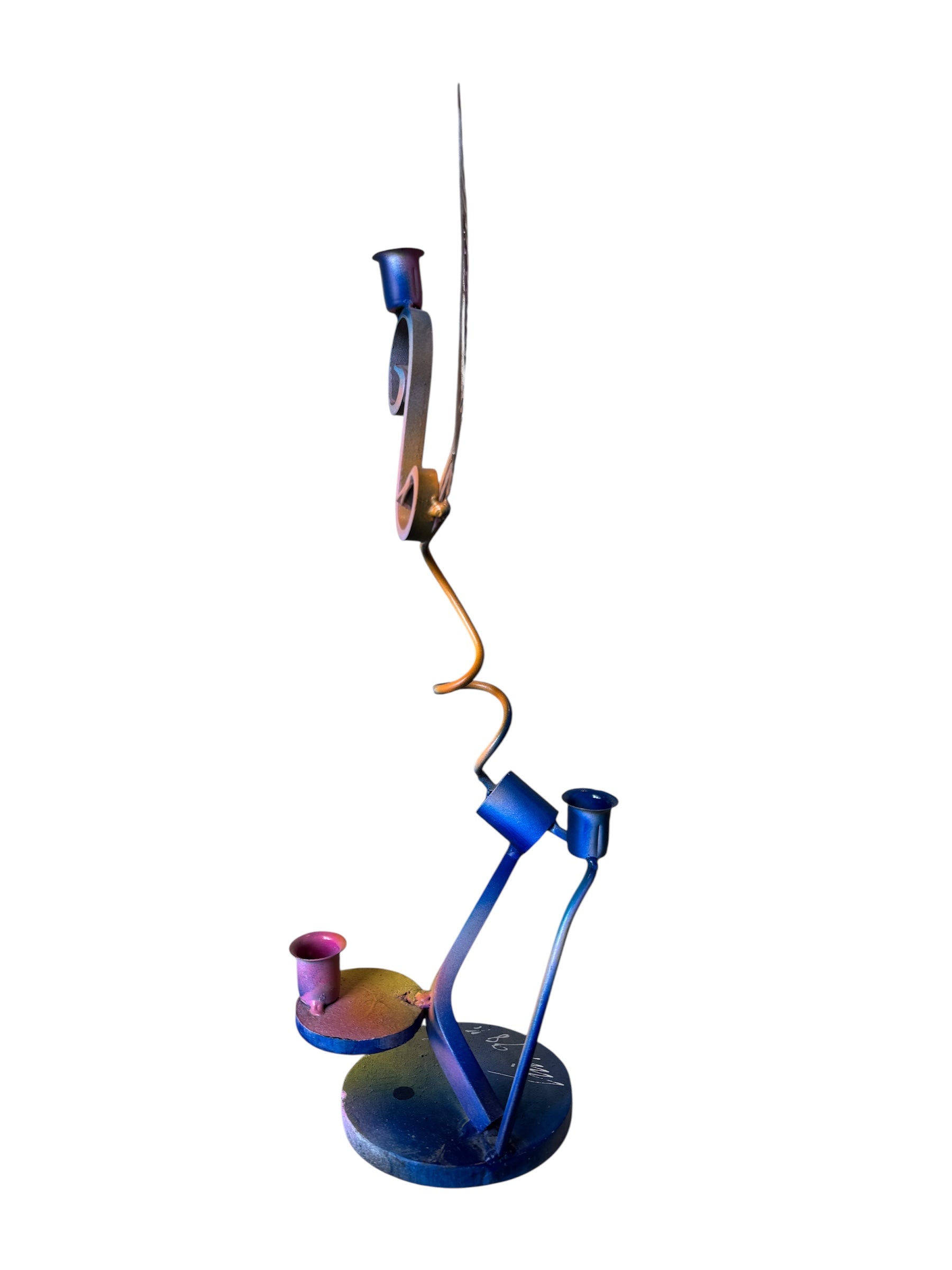Luis Colmenares (American/New Orleans, b. 1959), Two Steel Three Light Candlestick Sculptures, 1998, Candlesticks, Steel, multicolored, New Orleans, Sculptures, Powder Coated
