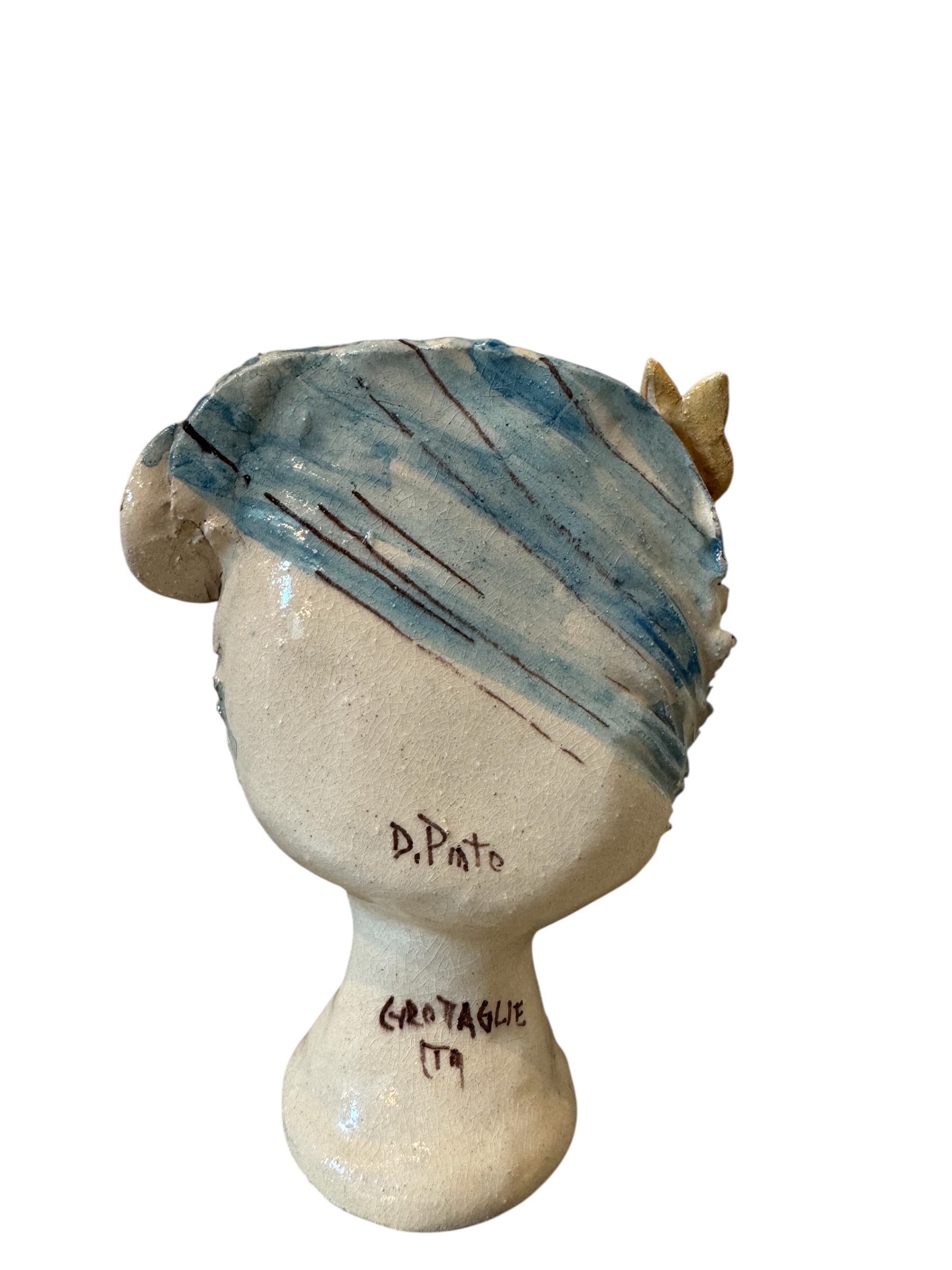 Testine By Dominico Pinto, Dominico Pinto, Ceramic, Contemporary, Grottagile Ceramic, Apulian, Woman, Sculpture, Head Sculpture, Table top, Teste Di Moro Interpretation, Sicilian Folklore, 