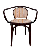Bentwood & Upholstered chairs with looping arms, backrest rail and under-seat supports with steam-bending beechwood