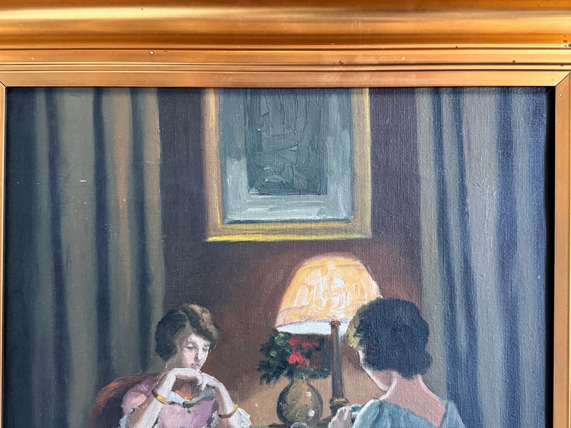 Gold Framed Oil on Canvas - Ladies of Leisure, Gold Frame, Oil Paint, Ladies of Leisure, Portrait, Canvas, Aage Jessen