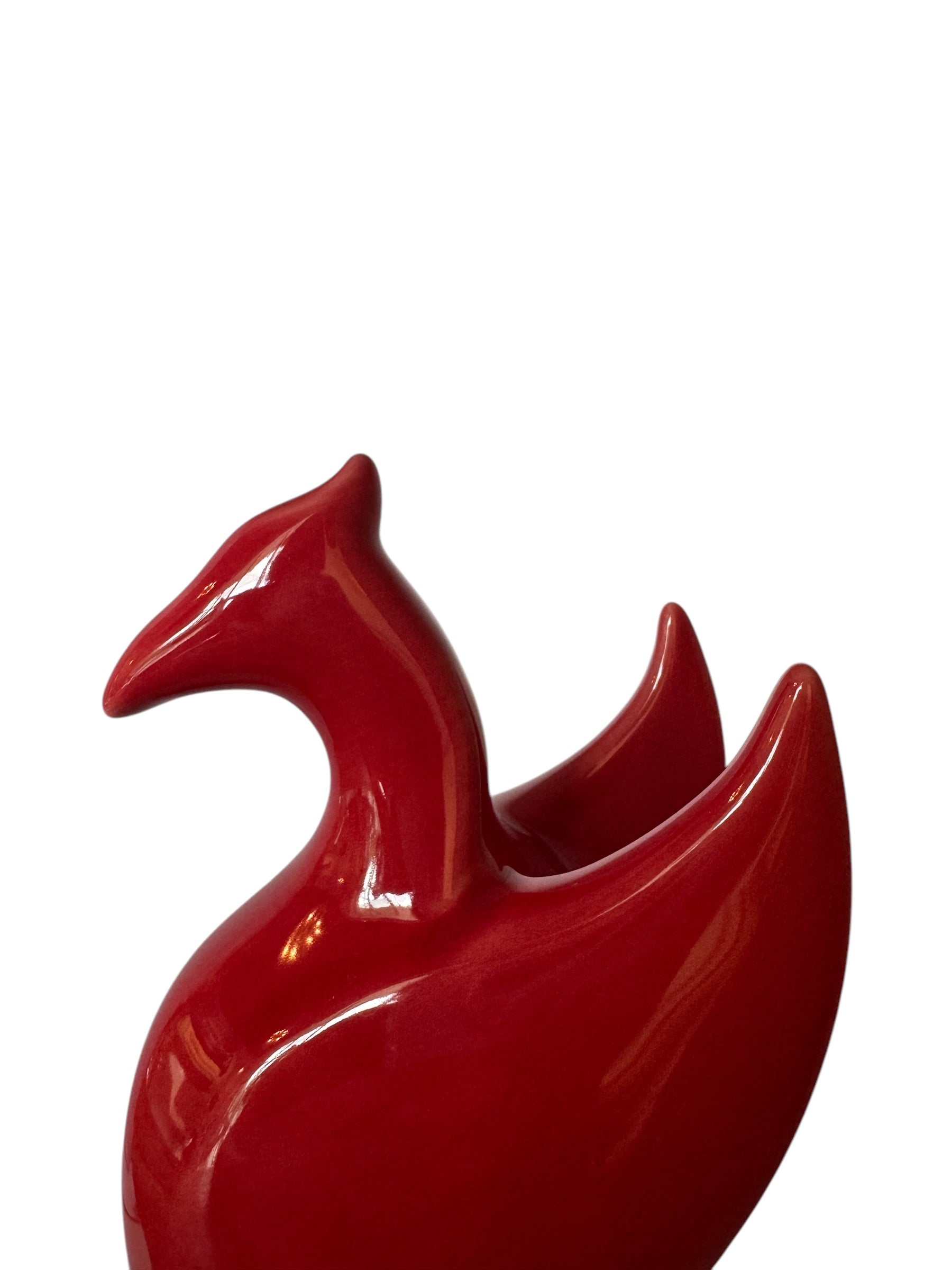 Mid-century modern ceramic sculpture of the Liverpool Liver Bird, glossy red finish.
Liver Bird
Sculpture
Ceramic
Red
Glossy
Vintage
Mid-century
Modern
Liverpool
England
Design
British
Art
Bird
Emblem
Symbol
