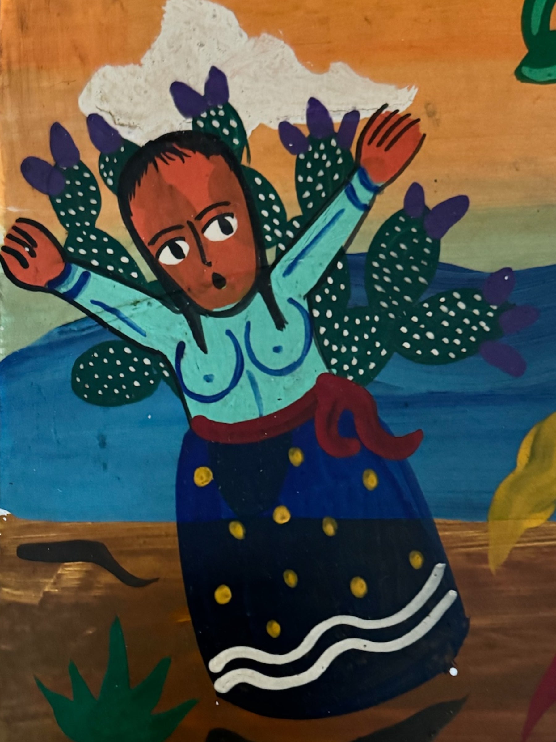 Exvoto Mexican Folk Art Painting - Woman, Alien and Virgin – ByCloudia