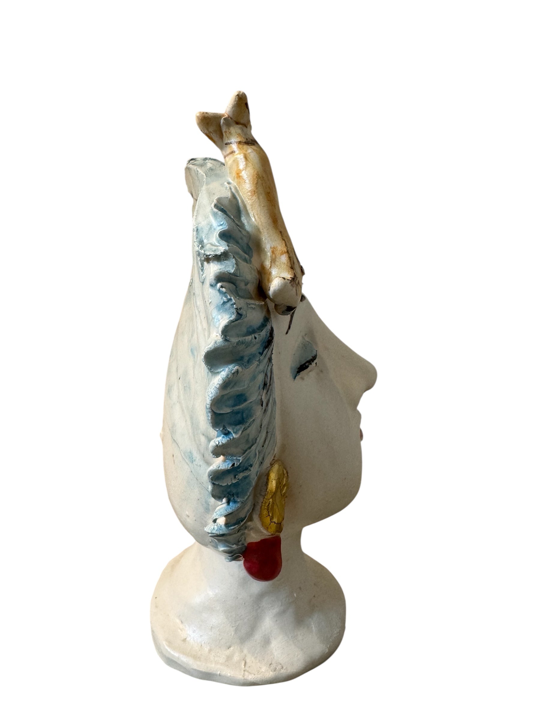 Testine By Dominico Pinto, Dominico Pinto, Ceramic, Contemporary, Grottagile Ceramic, Apulian, Woman, Sculpture, Head Sculpture, Table top, Teste Di Moro Interpretation, Sicilian Folklore, 