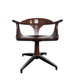 Mid-century modern Cliff House dining chair by Heywood Wakefield, cherry wood with black base.
1960s Cliff House Swivel Chair: A Mid-Century Icon by Heywood Wakefield