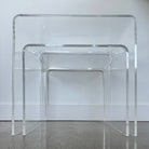 waterfall
1970s Set of Lucite Waterfall Nesting Tables
Table

small table

Side table

Occasional table

nesting table

modern

lucite

Home

Coffee table

Art Deco

1970s


