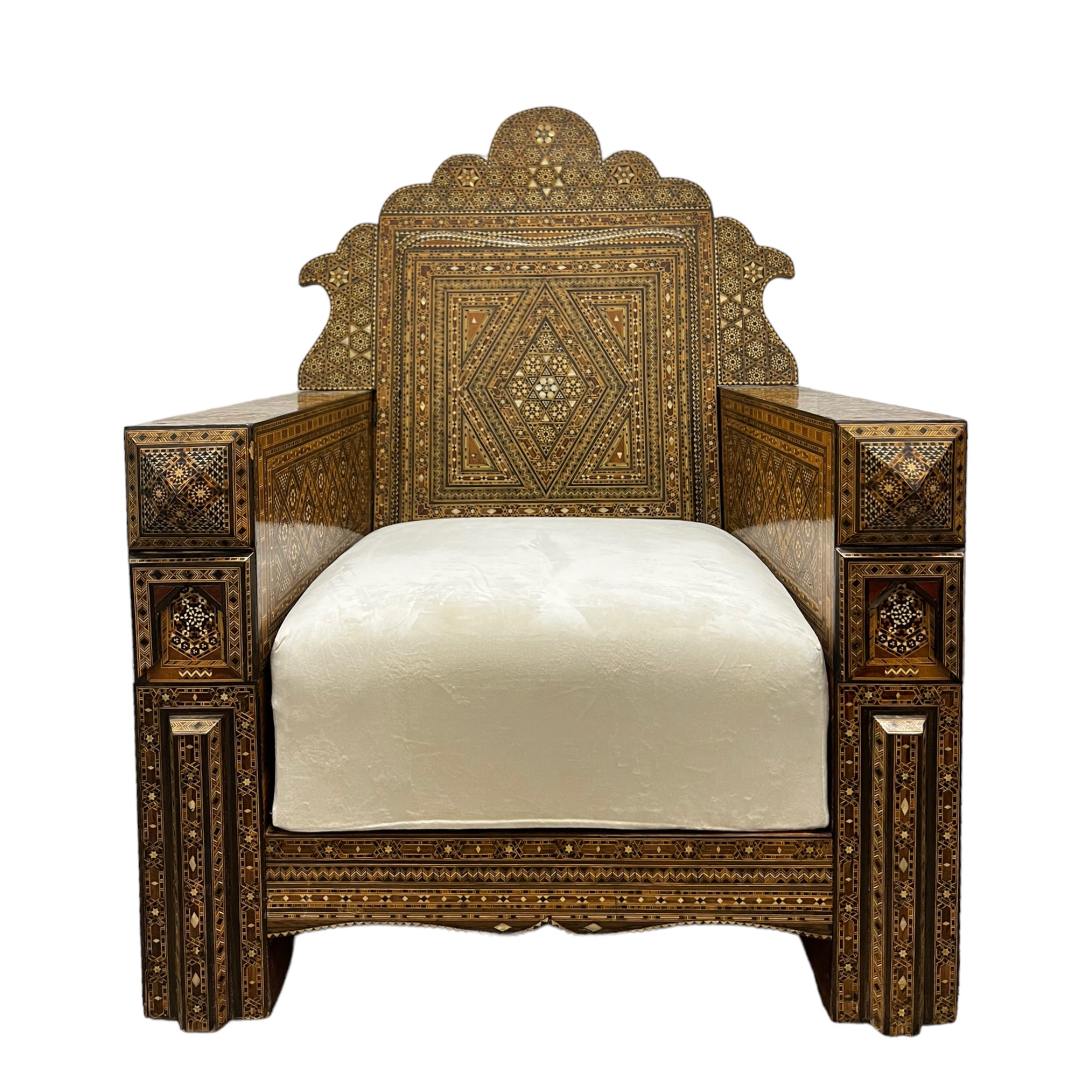19th-Century Syrian Damascene Inlaid Club Chair – ByCloudia