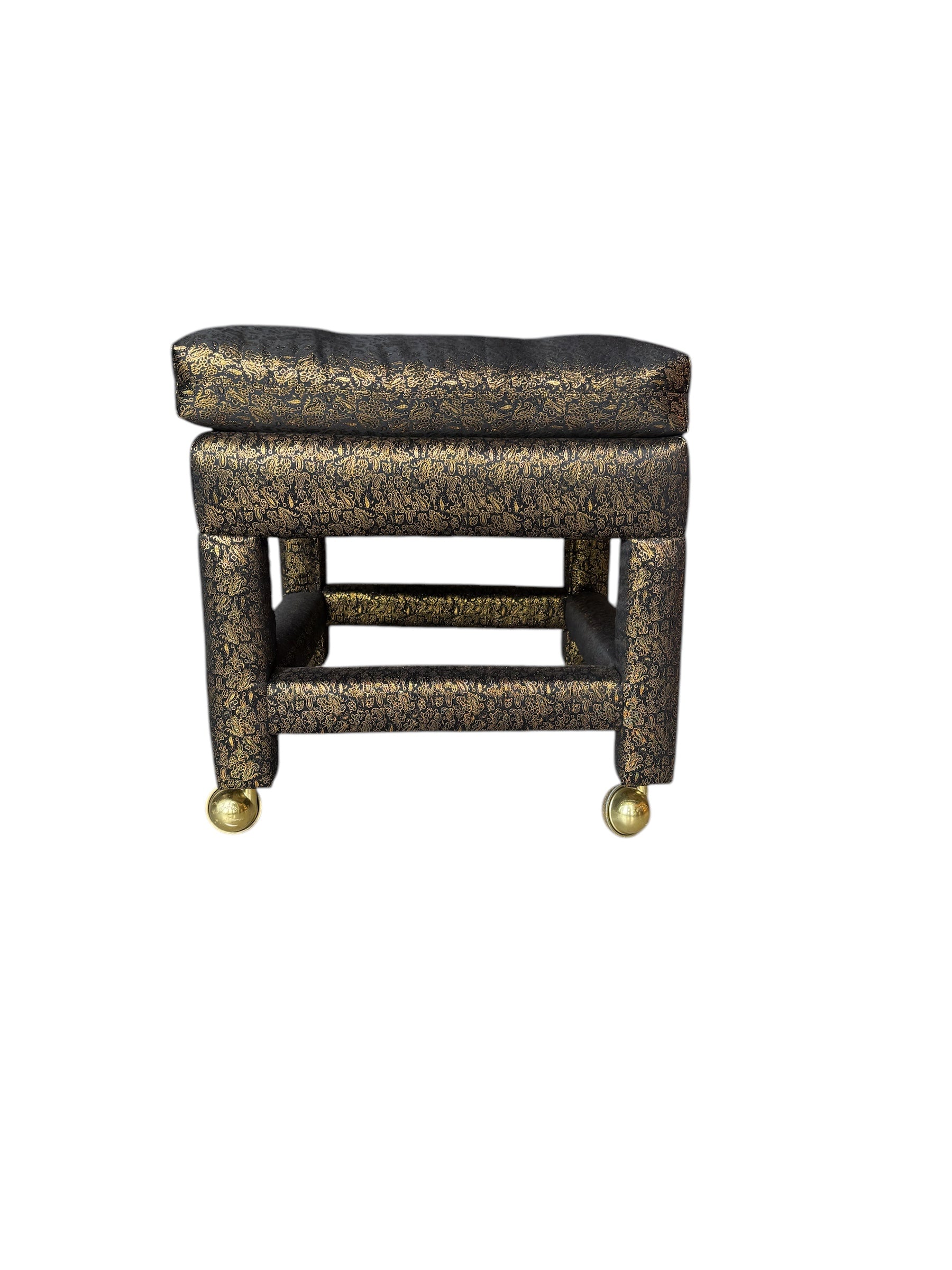 upholstered

Stool

small bench

silk

Postmodern

post modern

ottoman

living room

foot stool

fabric

black and gold

parson ottoman

small ottoman

rolling ottoman

rolling foot stool

rolling stool

vintage rolling parson stool

postmodern otttoman

postmodern foot stool

black silk ottoman

80's Postmodern Parsons Style Upholstered Ottoman