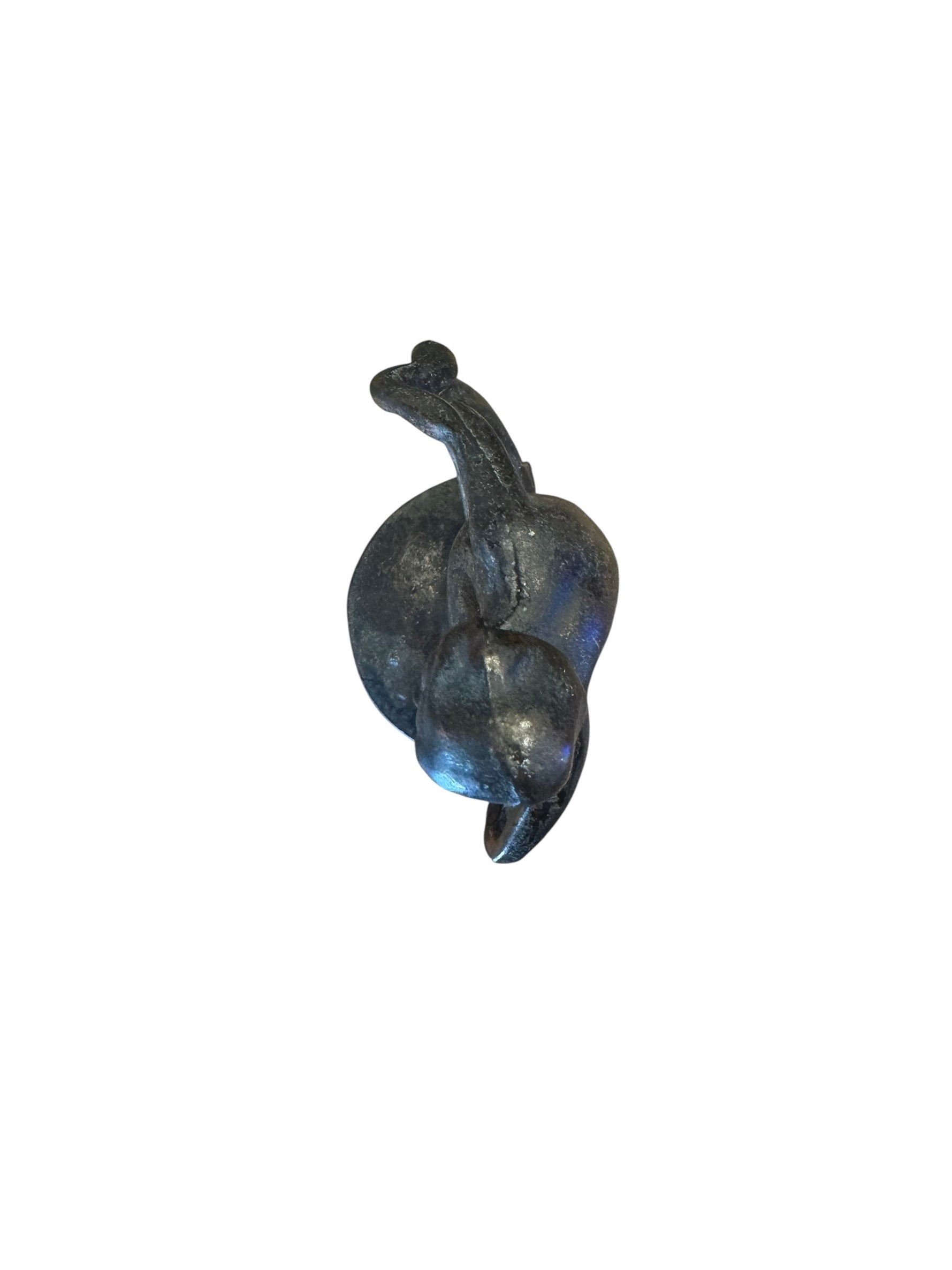 Two cast iron bookends in the Art Deco style. Each features a nude female figure leaning gracefully with one leg extended, posed atop a stylized wave or drape. The bookends have a bronze-colored finish and a vintage appearance.
