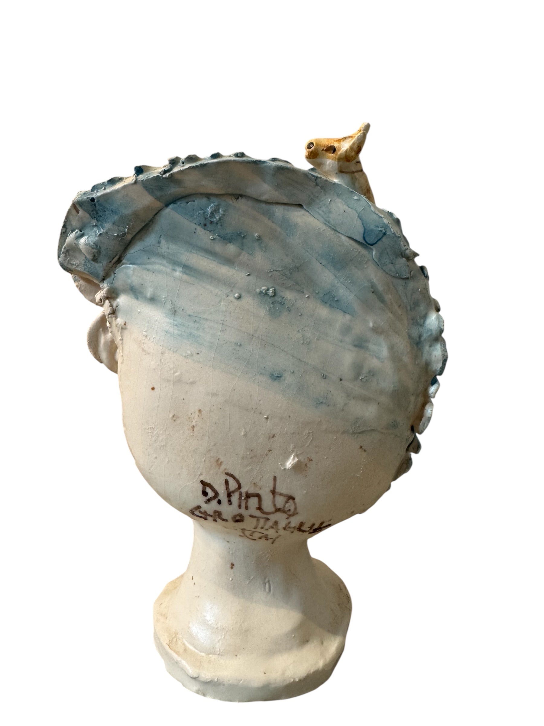 Testine By Dominico Pinto, Dominico Pinto, Ceramic, Contemporary, Grottagile Ceramic, Apulian, Woman, Sculpture, Head Sculpture, Table top, Teste Di Moro Interpretation, Sicilian Folklore, 