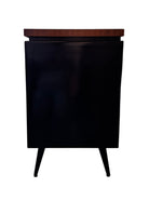 Mid Century Desk, Mid Century, Desk, Tapered Legs, Morris C. Mallin, Mallin Furniture Co., Walnut Veneer, black enameled metal, sleek, corporate, modernist