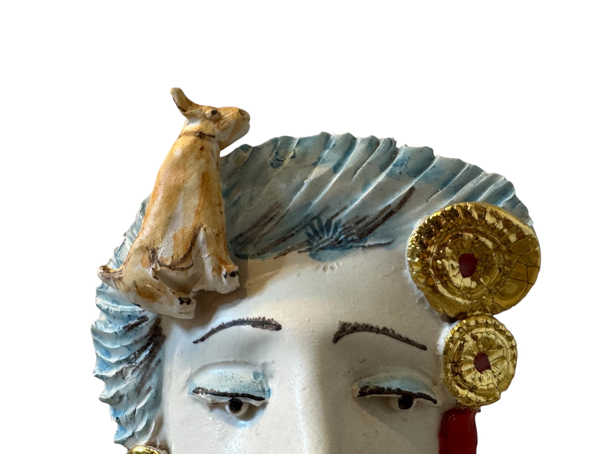 Testine By Dominico Pinto, Dominico Pinto, Ceramic, Contemporary, Grottagile Ceramic, Apulian, Woman, Sculpture, Head Sculpture, Table top, Teste Di Moro Interpretation, Sicilian Folklore, 