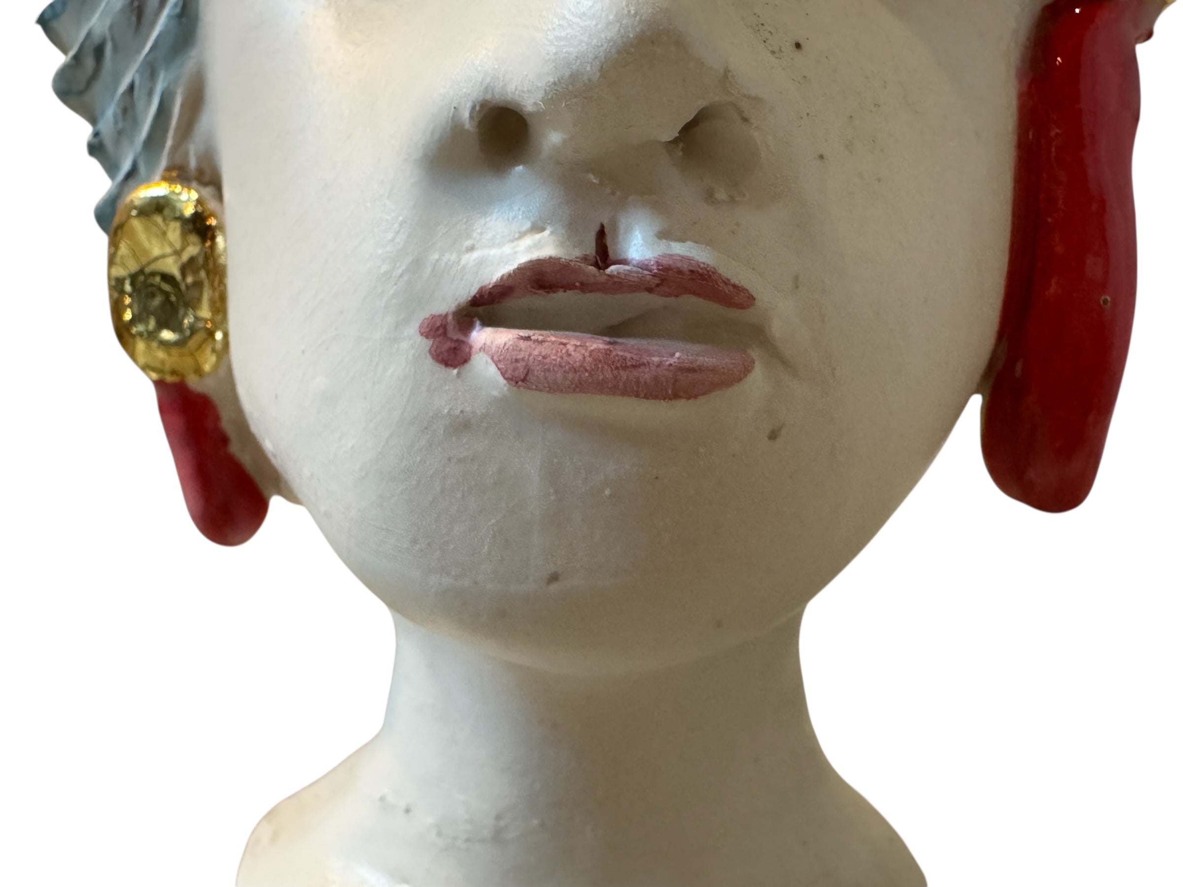 Testine By Dominico Pinto, Dominico Pinto, Ceramic, Contemporary, Grottagile Ceramic, Apulian, Woman, Sculpture, Head Sculpture, Table top, Teste Di Moro Interpretation, Sicilian Folklore, 