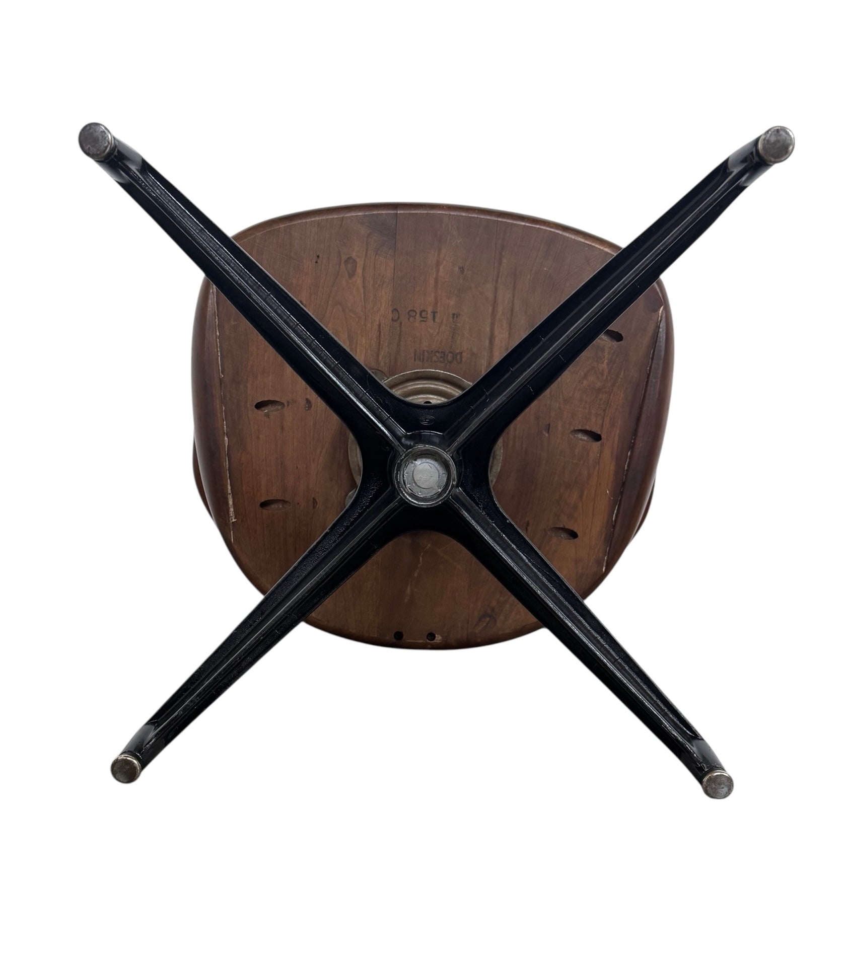 Mid-century modern Cliff House dining chair by Heywood Wakefield, cherry wood with black base.