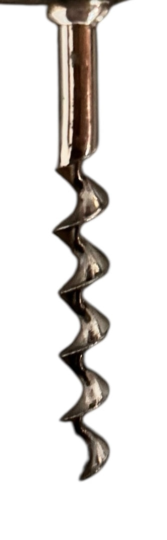 A silver corkscrew and a matching silver bottle opener, both featuring fluted, oval-shaped handles. The set is identified as a Spanish Silver (925) bar/cocktail set by Pedro Duran Morales, circa 1950