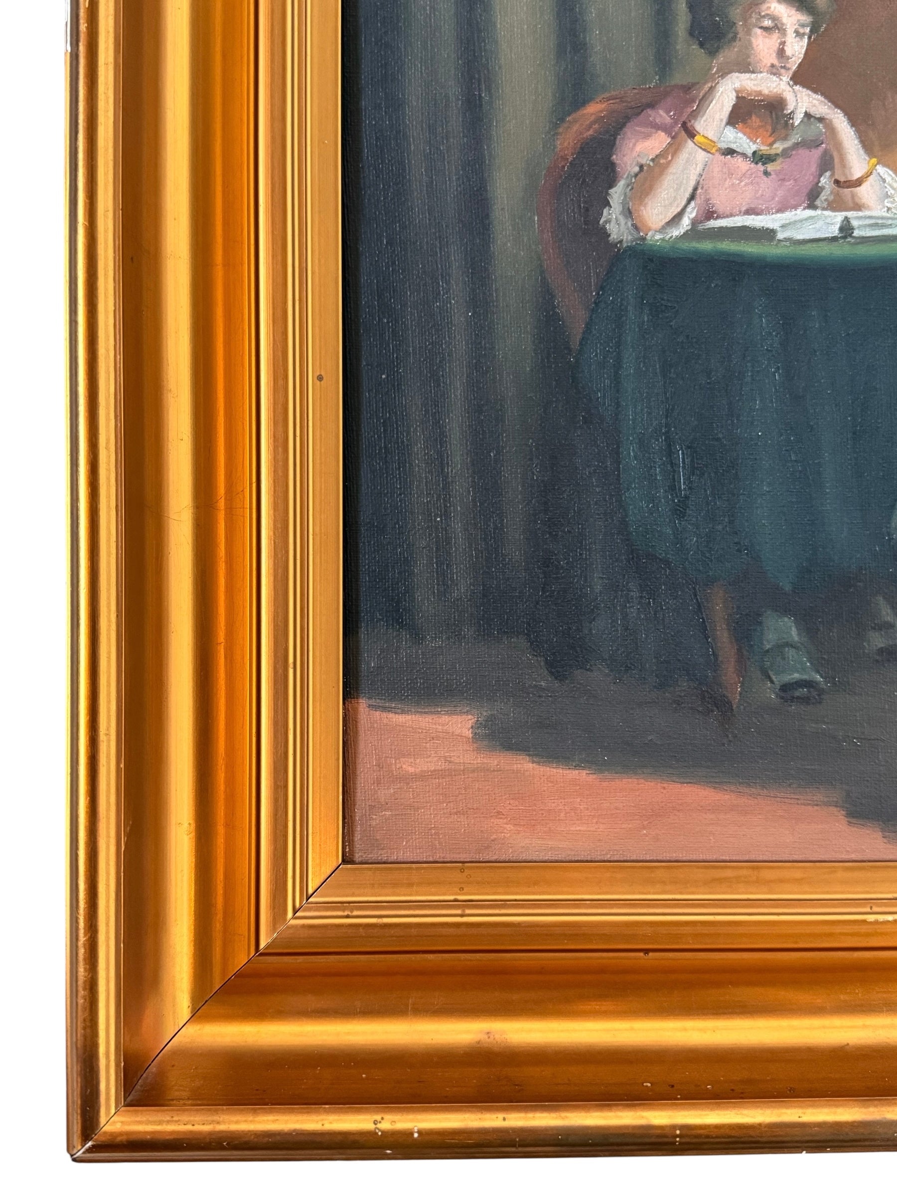 Gold Framed Oil on Canvas - Ladies of Leisure, Gold Frame, Oil Paint, Ladies of Leisure, Portrait, Canvas, Aage Jessen