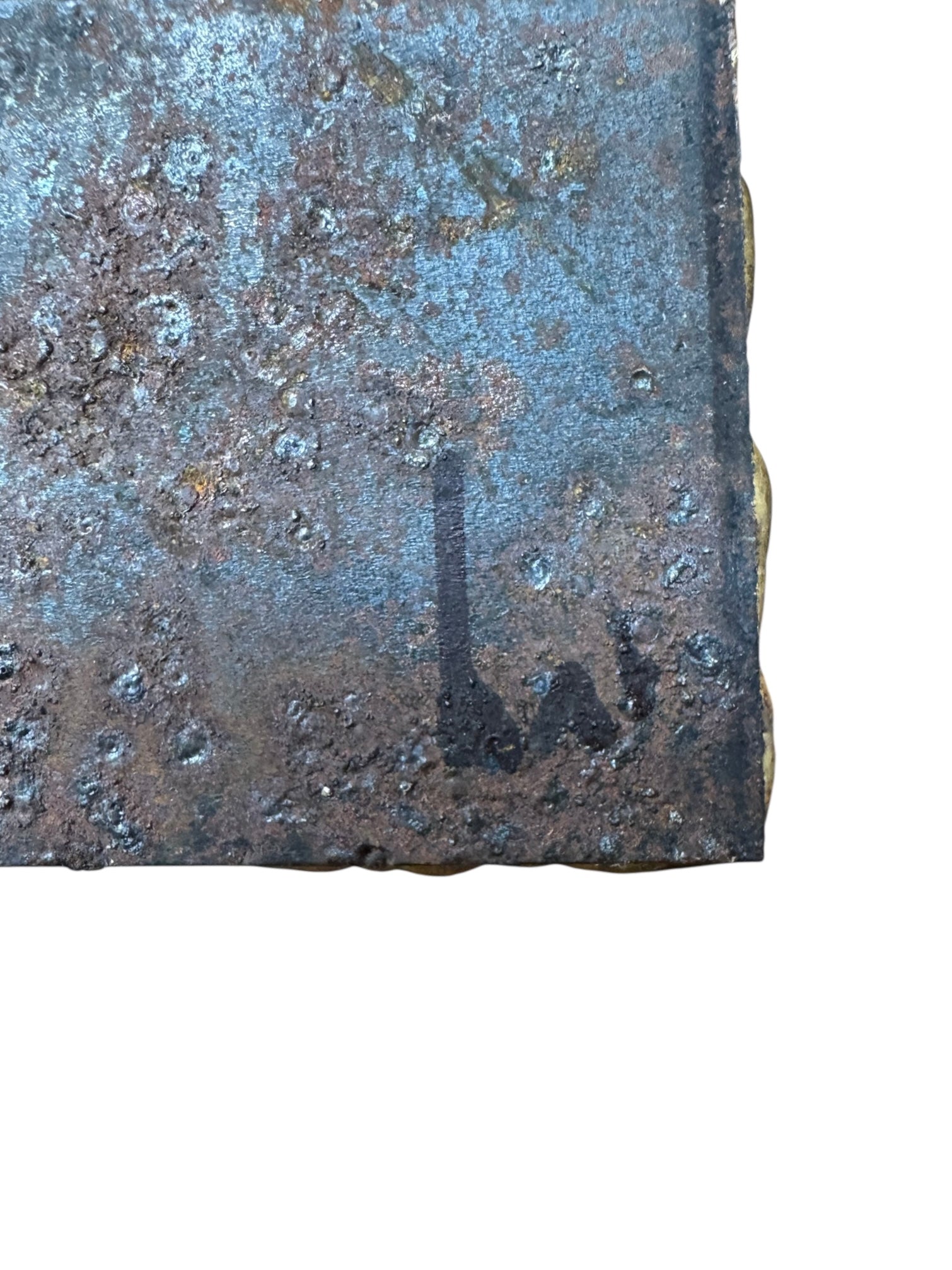 Mid-century Brutalist sculpture made of brass and bronze, depicting a stylized plant with textured, oxidized surfaces.