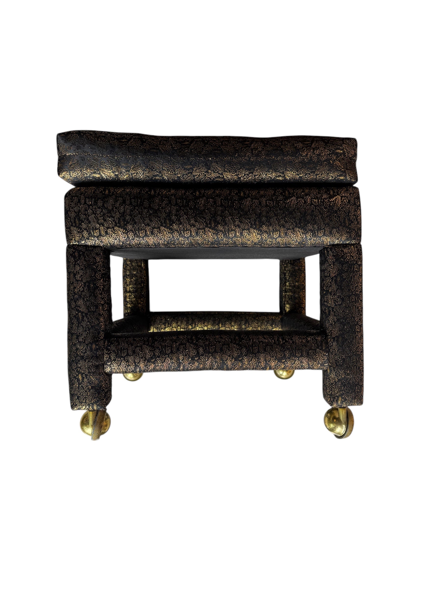 upholstered

Stool

small bench

silk

Postmodern

post modern

ottoman

living room

foot stool

fabric

black and gold

parson ottoman

small ottoman

rolling ottoman

rolling foot stool

rolling stool

vintage rolling parson stool

postmodern otttoman

postmodern foot stool

black silk ottoman

80's Postmodern Parsons Style Upholstered Ottoman