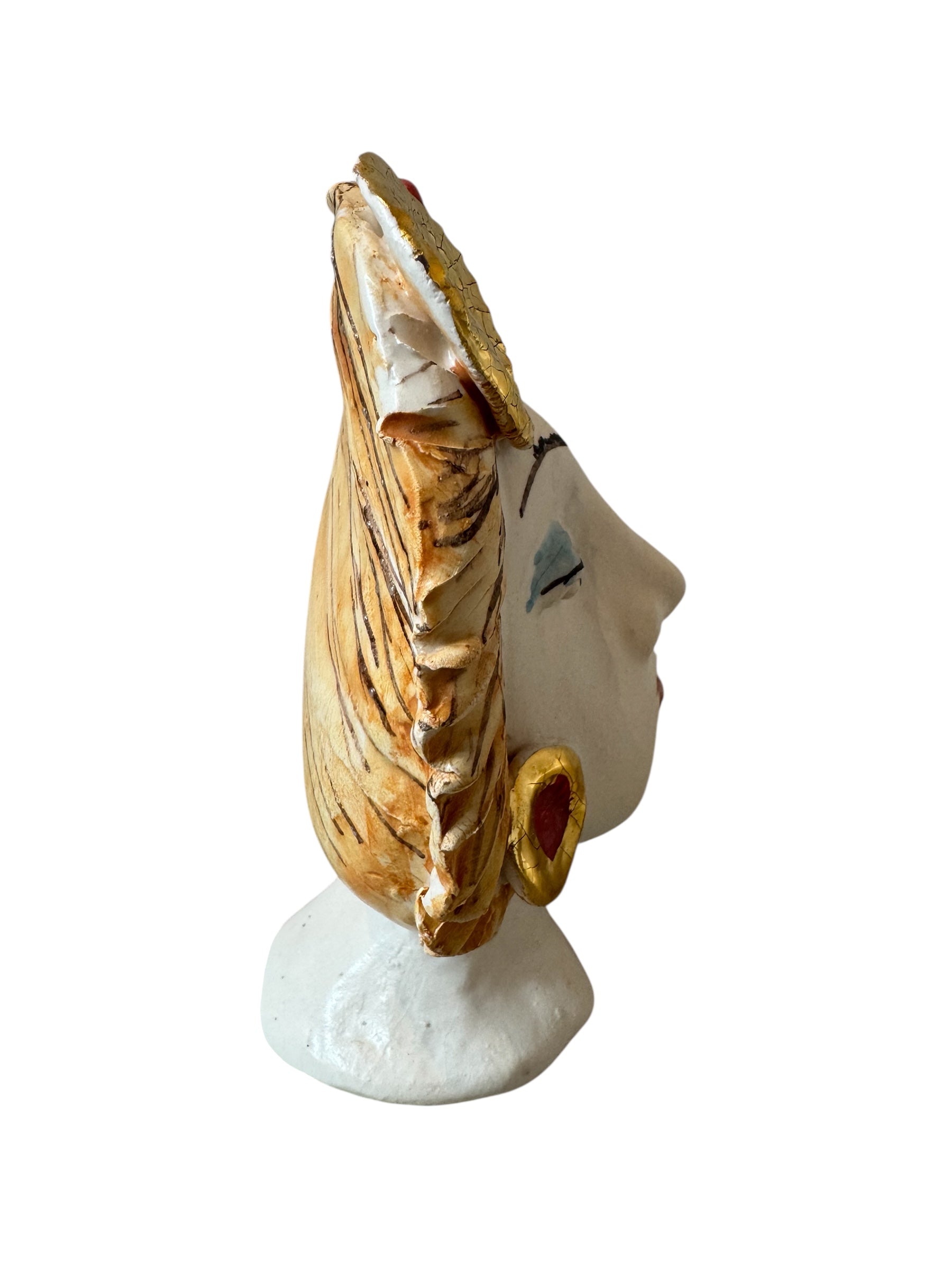 Testine By Dominico Pinto, Dominico Pinto, Ceramic, Contemporary, Grottagile Ceramic, Apulian, Woman, Sculpture, Head Sculpture, Table top