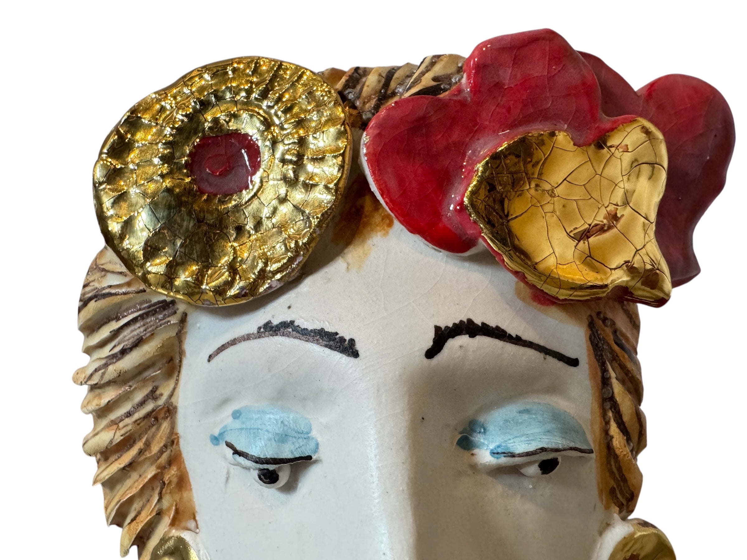 Testine By Dominico Pinto, Dominico Pinto, Ceramic, Contemporary, Grottagile Ceramic, Apulian, Woman, Sculpture, Head Sculpture, Table top